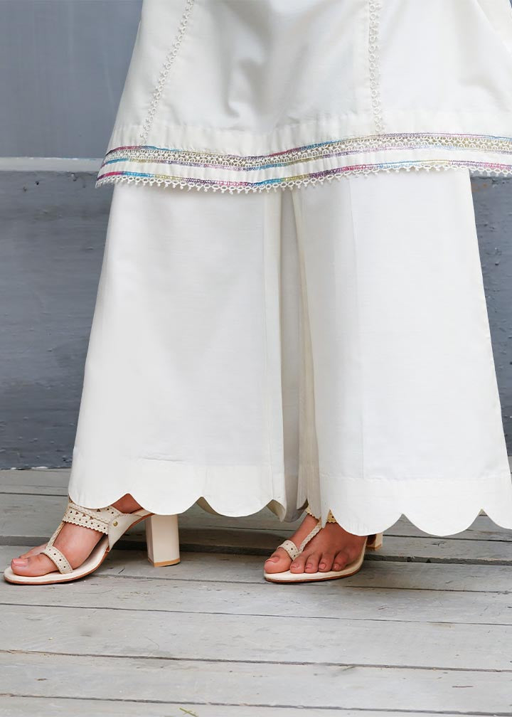 Zar Pearl White Lace Gota Suit Women 3pcs