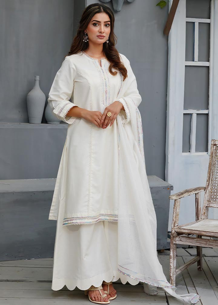 Zar Pearl White Lace Gota Suit Women 3pcs