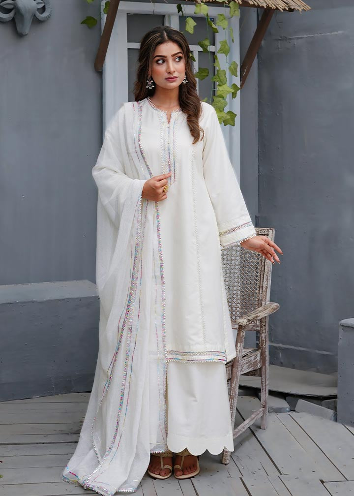 Zar Pearl White Lace Gota Suit Women 3pcs