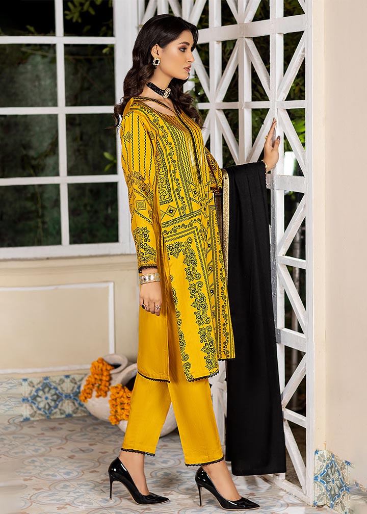 Madame Mustard Embroidered Viscose Suit 2553 Women 3pcs
