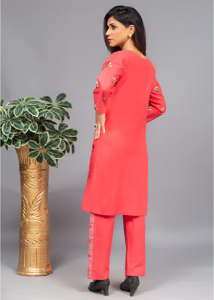 Aks Watermelon Pink Embroidered 3025 Women 2pcs