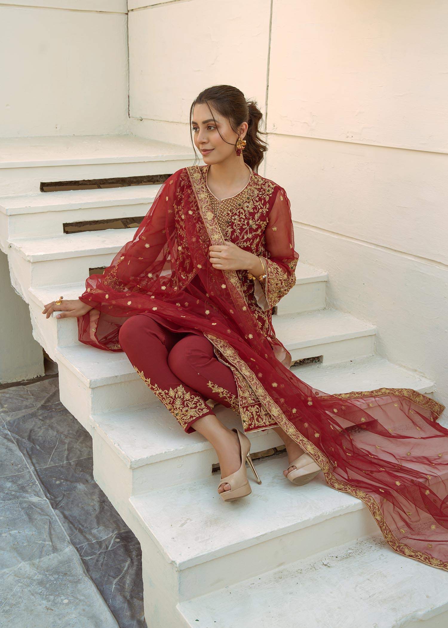 Laleen Maroon Jewel Women 4pcs