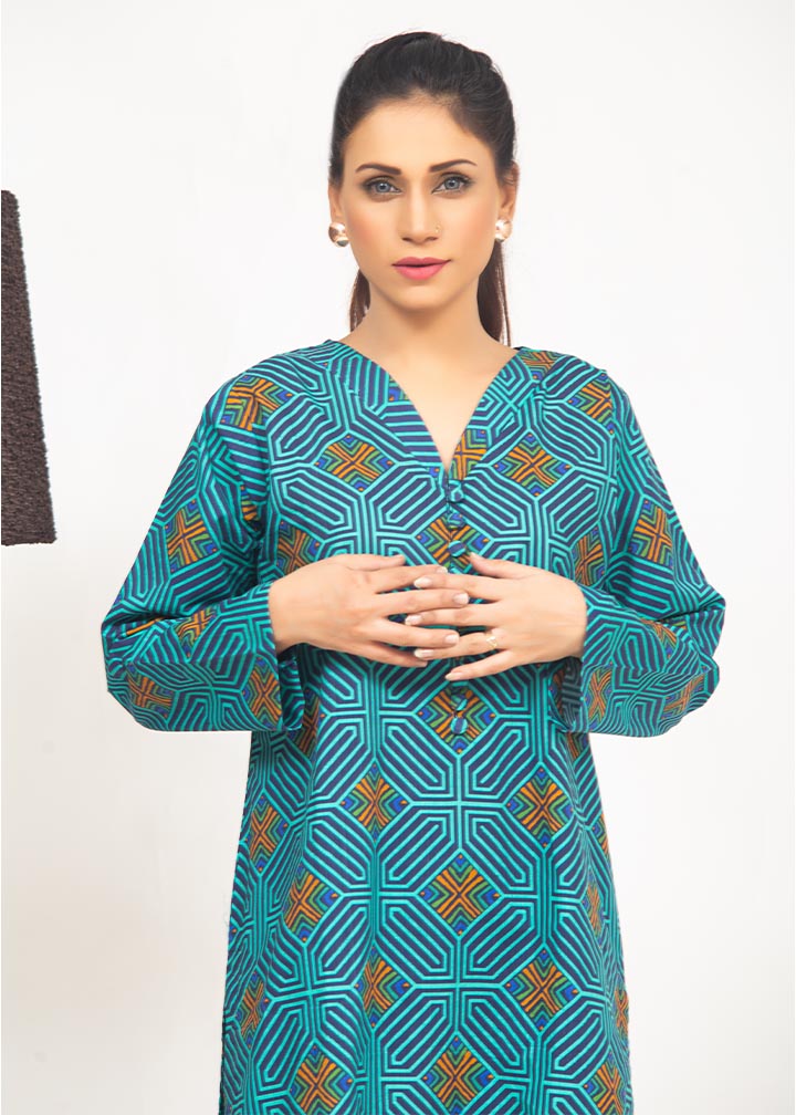 Aks Turquoise Printed 2018 Women 2pcs