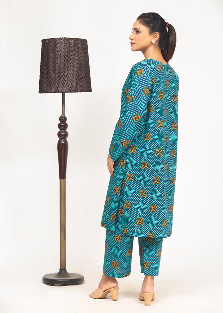 Aks Turquoise Printed 2018 Women 2pcs