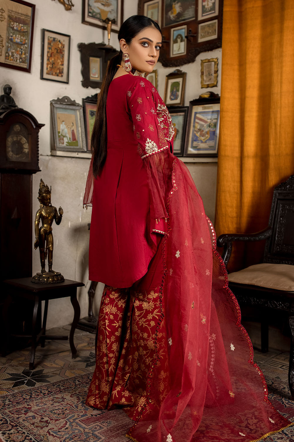 Madame Embroidered Cotton Sharara Suit 2508 Women 3pcs