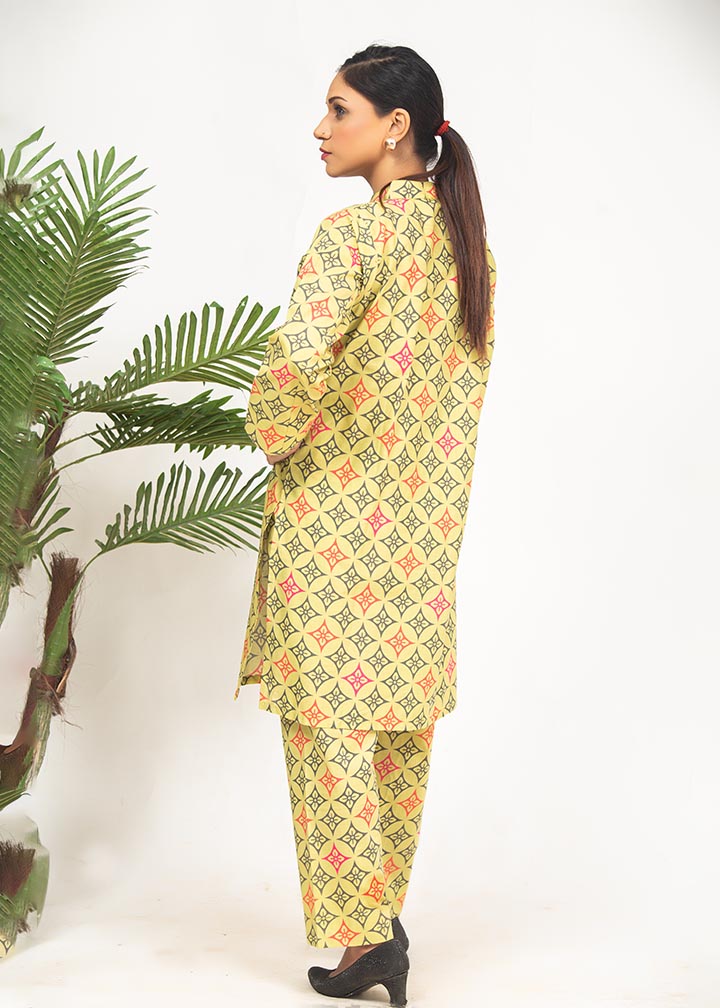 Aks Lemon Yellow Printed 2010 Women 2pcs