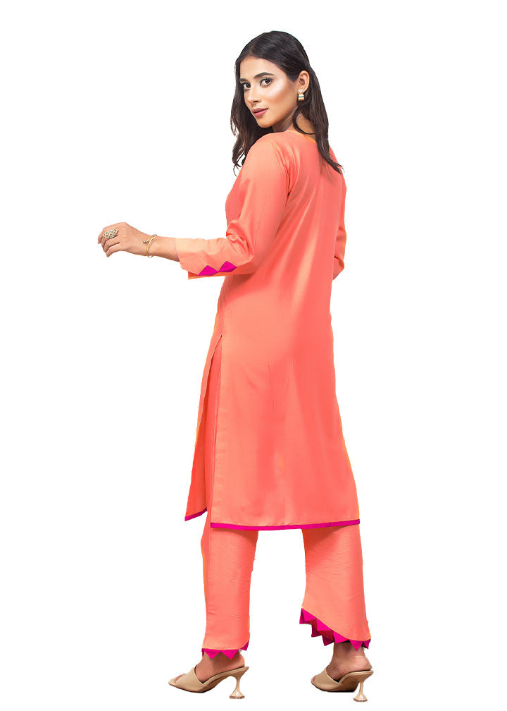 Aks Peach Solid 1001 Women 2pcs