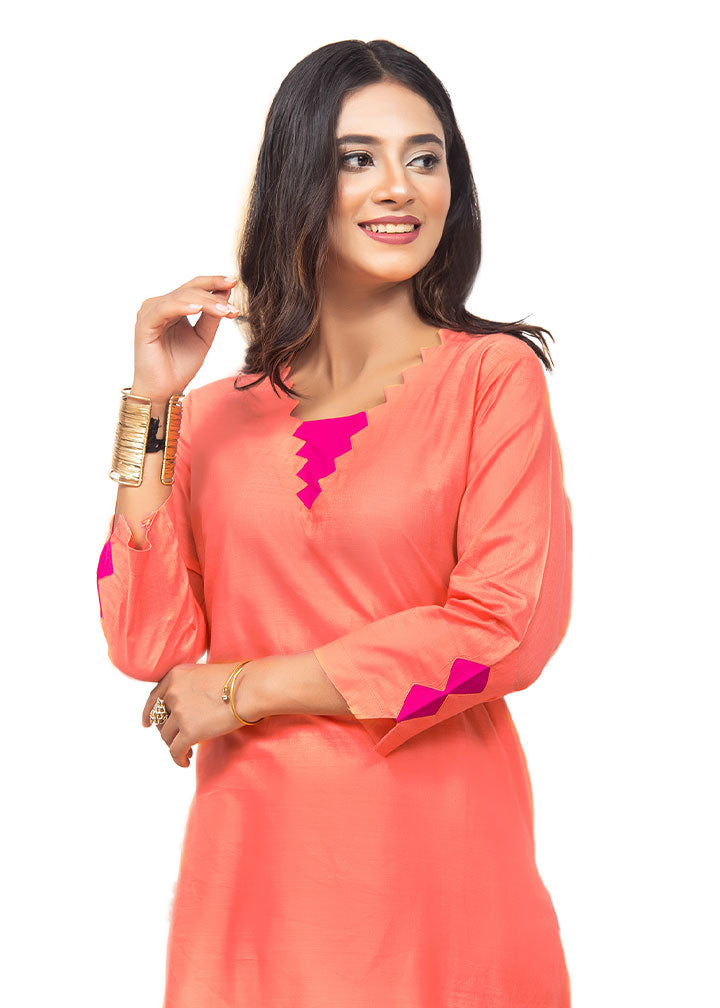 Aks Peach Solid 1001 Women 2pcs