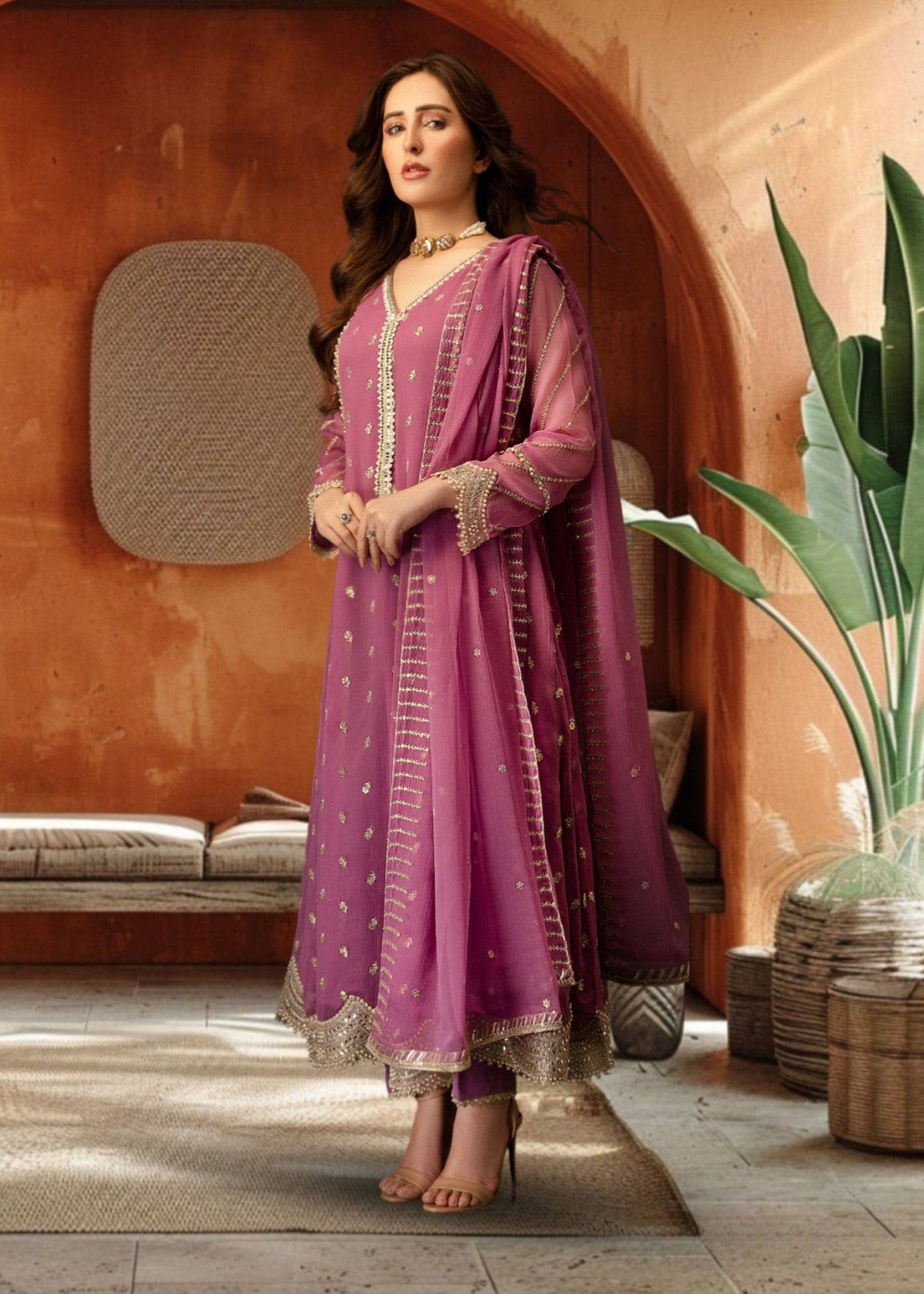Al-Harir Apparel Gulaal Mauve Women 3pcs