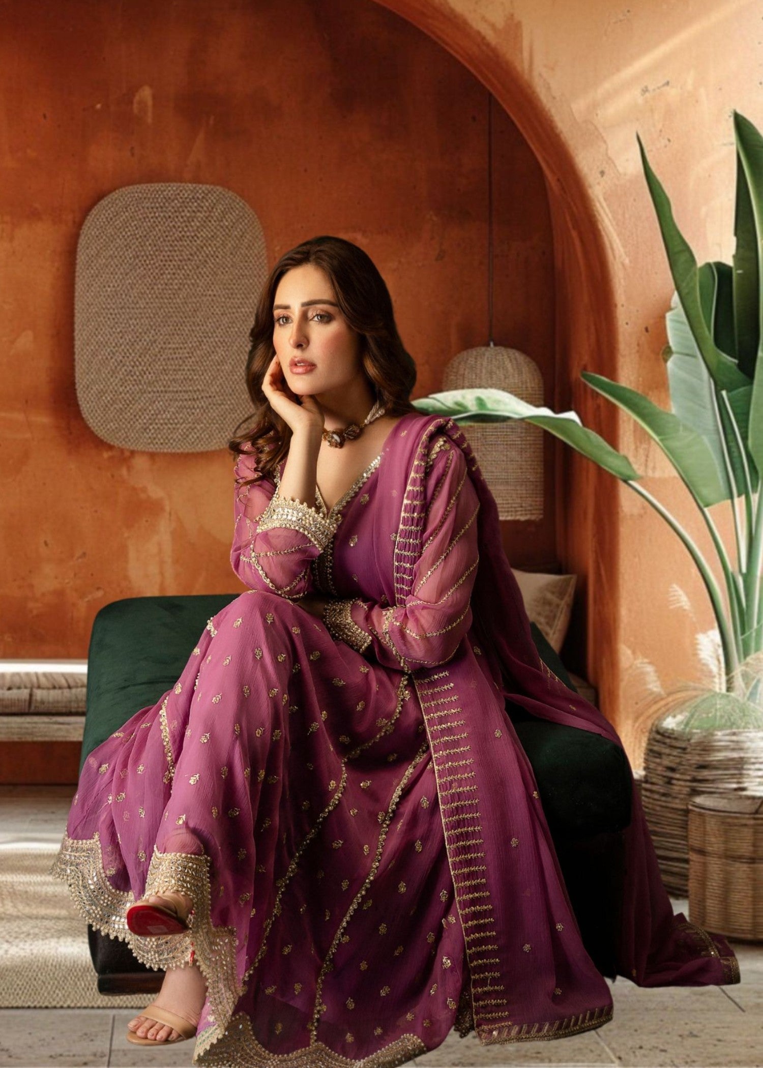 Al-Harir Apparel Gulaal Mauve Women 3pcs