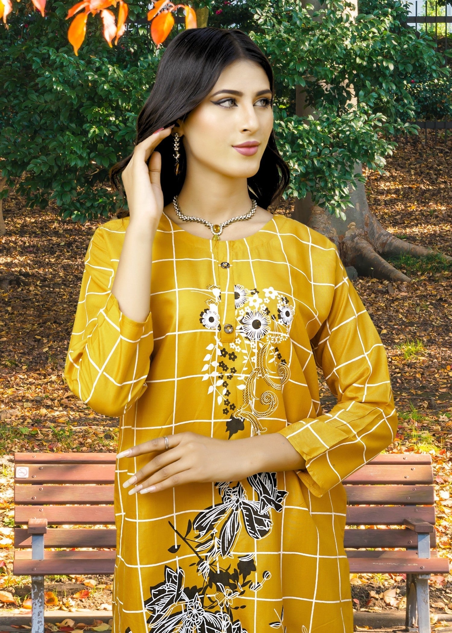 Hamna Kalim rehan mustard Women 2pcs