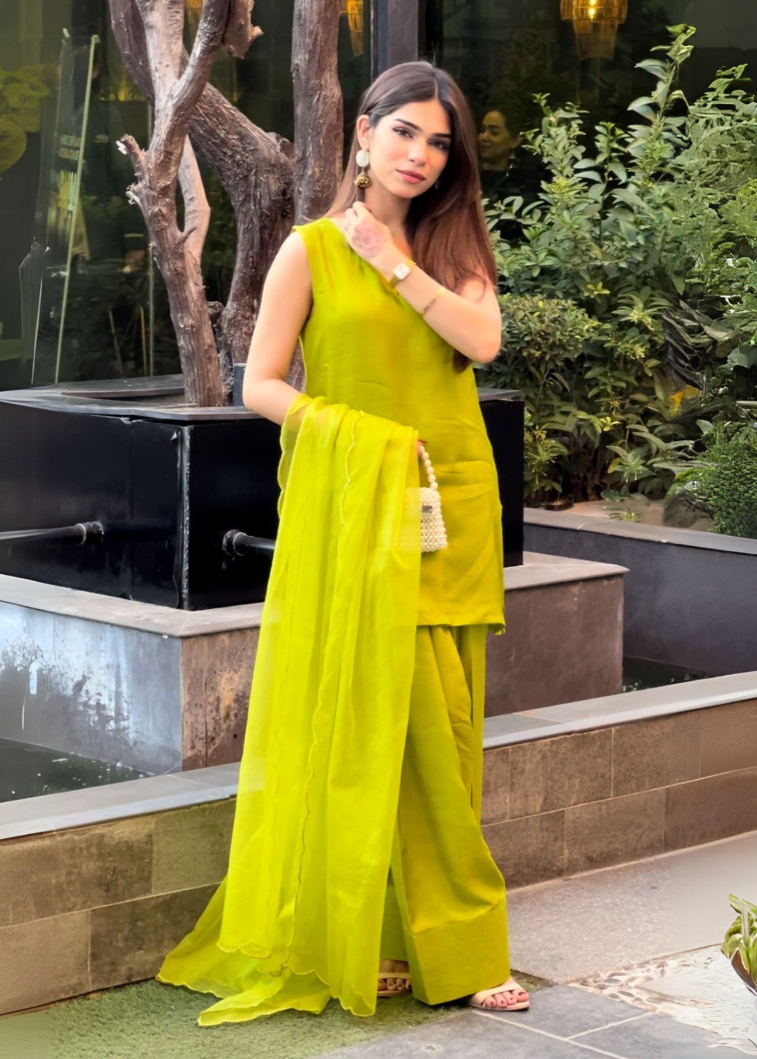 Rangeen Lime Lux With Farshi Shalwar Women 3pcs