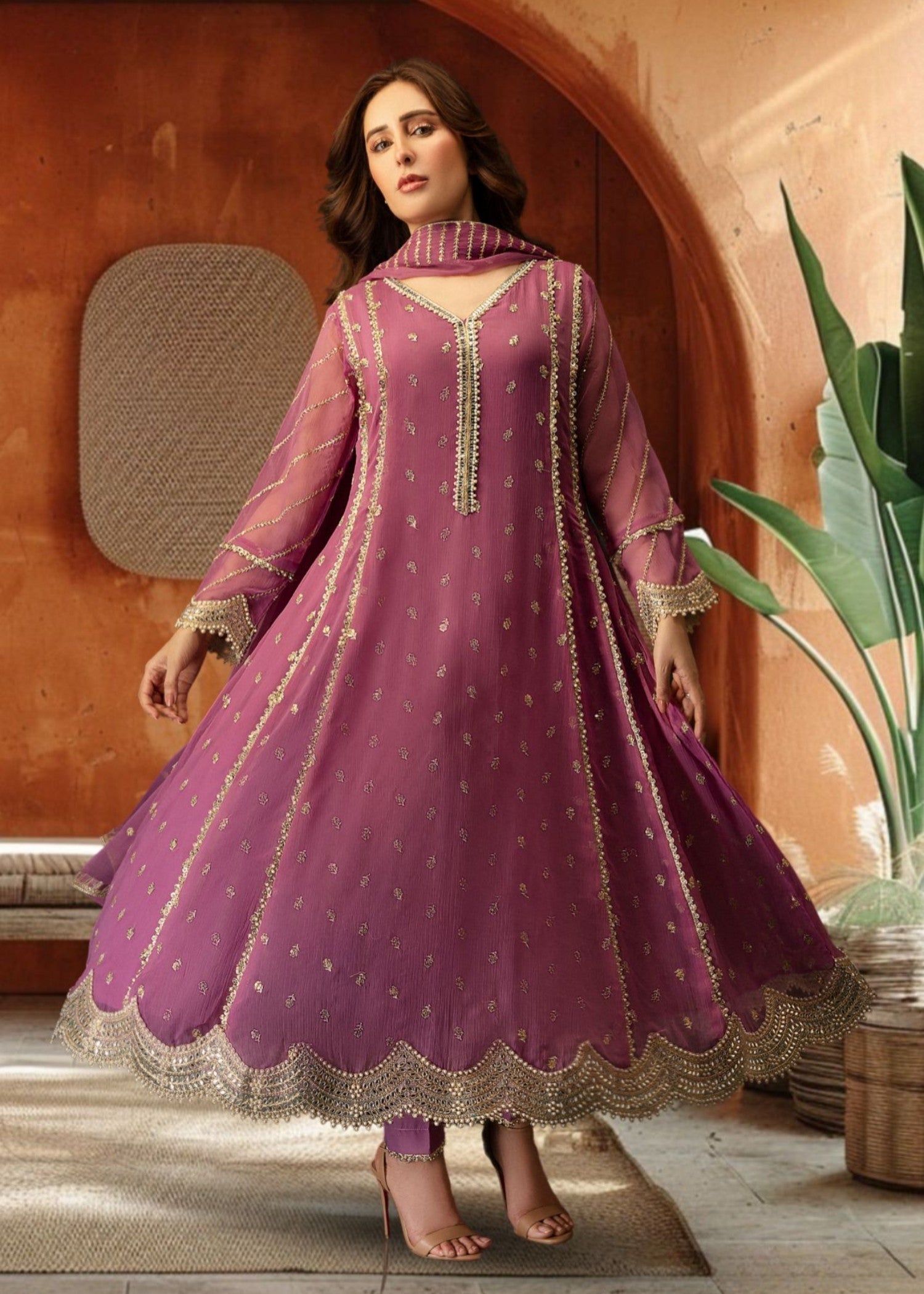 Al-Harir Apparel Gulaal Mauve Women 3pcs