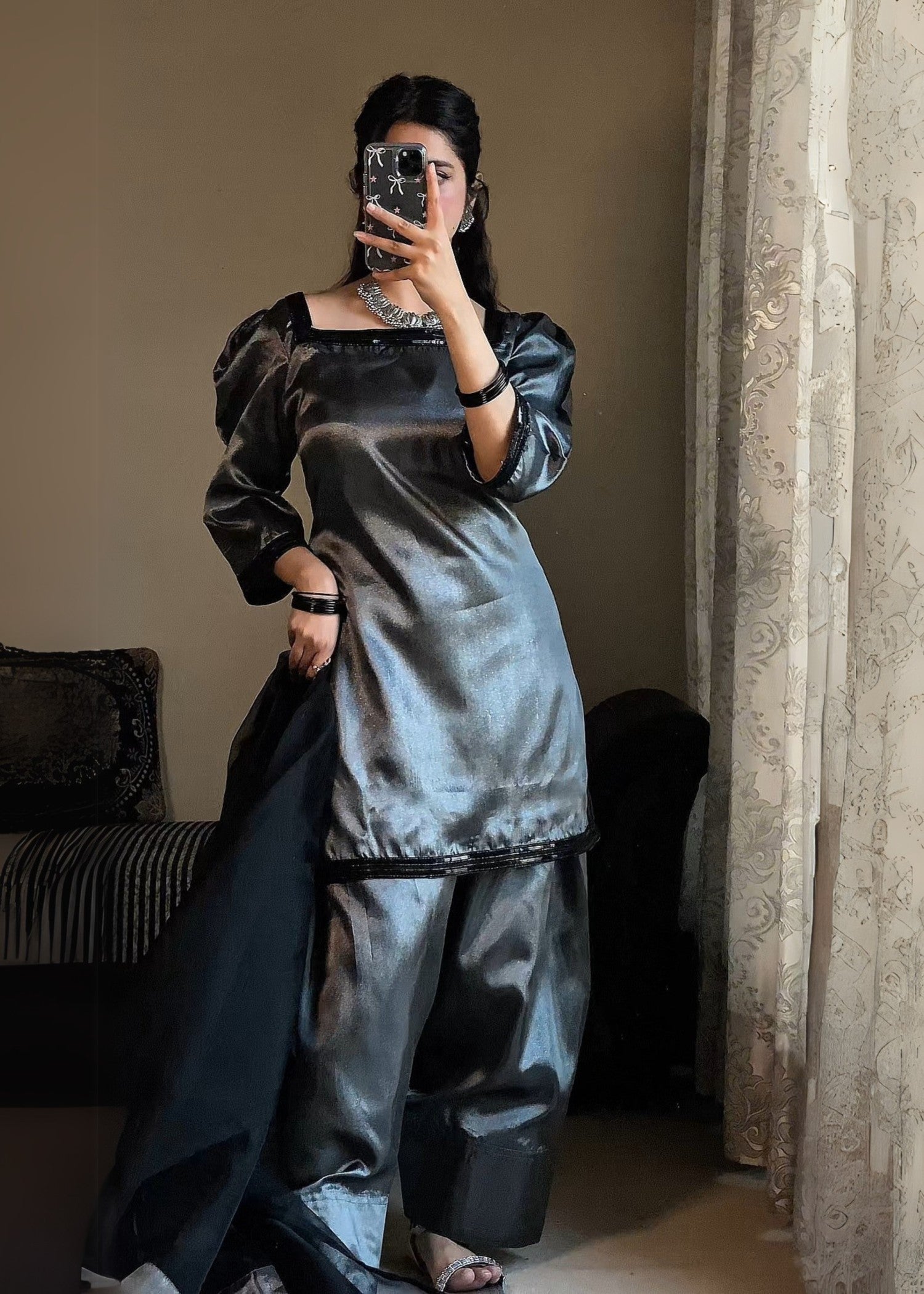 Wasli Shimmer Black Farshi Women 3pcs