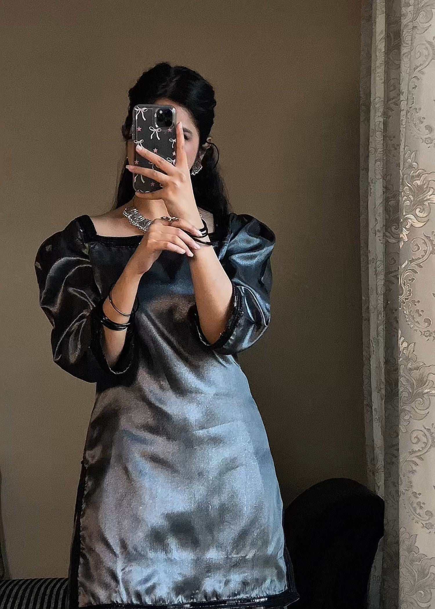 Wasli Shimmer Black Farshi Women 3pcs