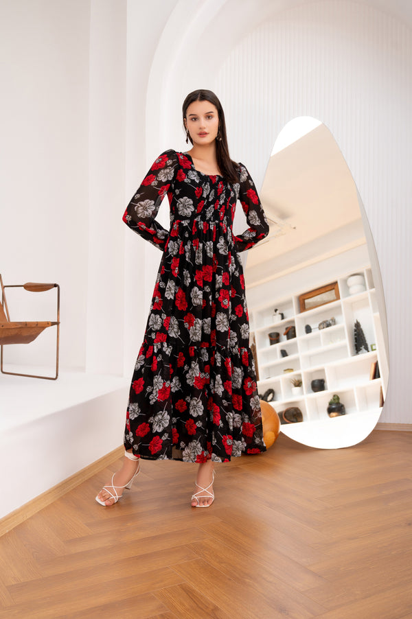 Mardaz Fashion Black Day Dream Floral Maxi Women 3pcs