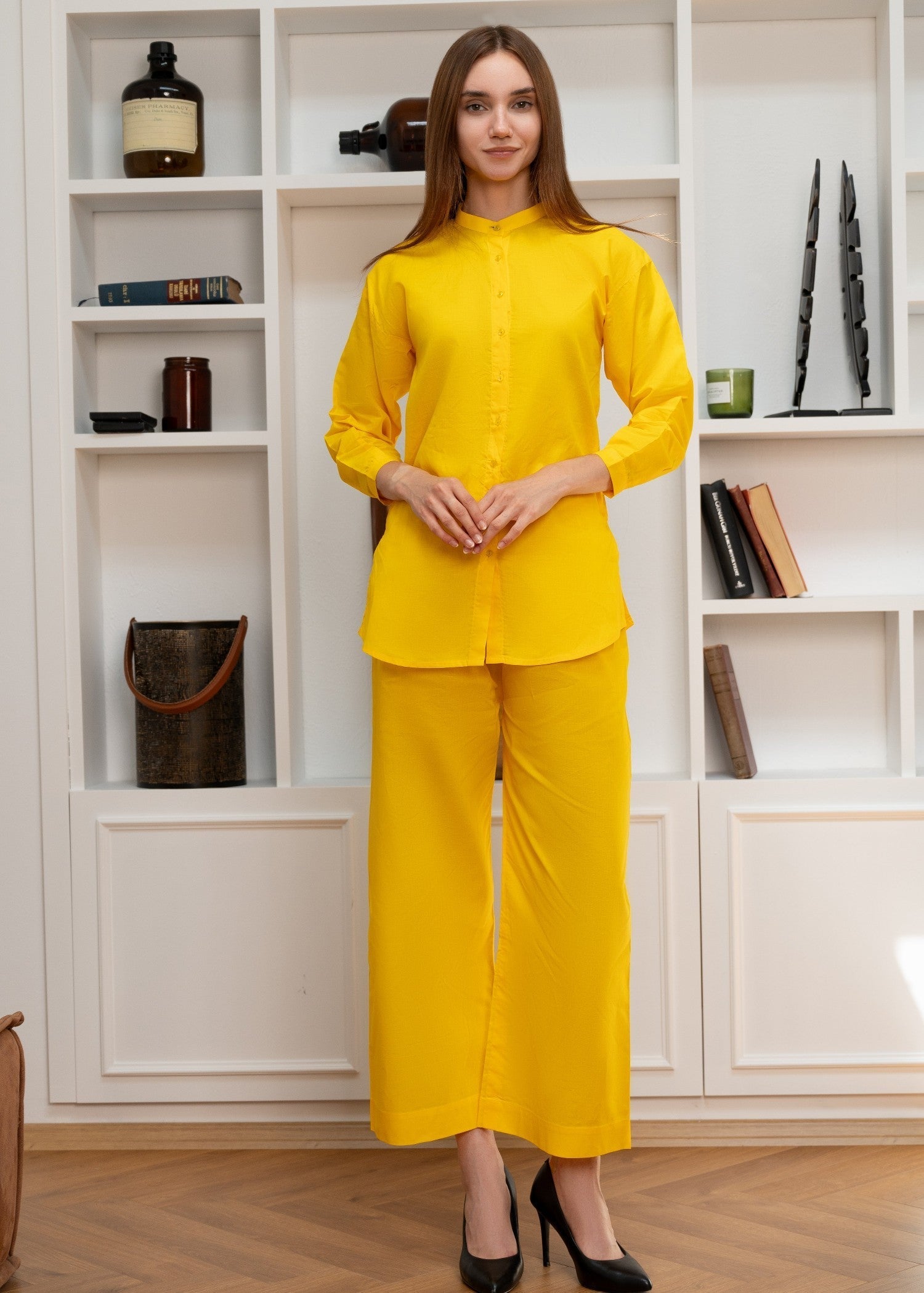 Mardaz Fashion Yellow Cotton Co Ord Set Women 2pcs