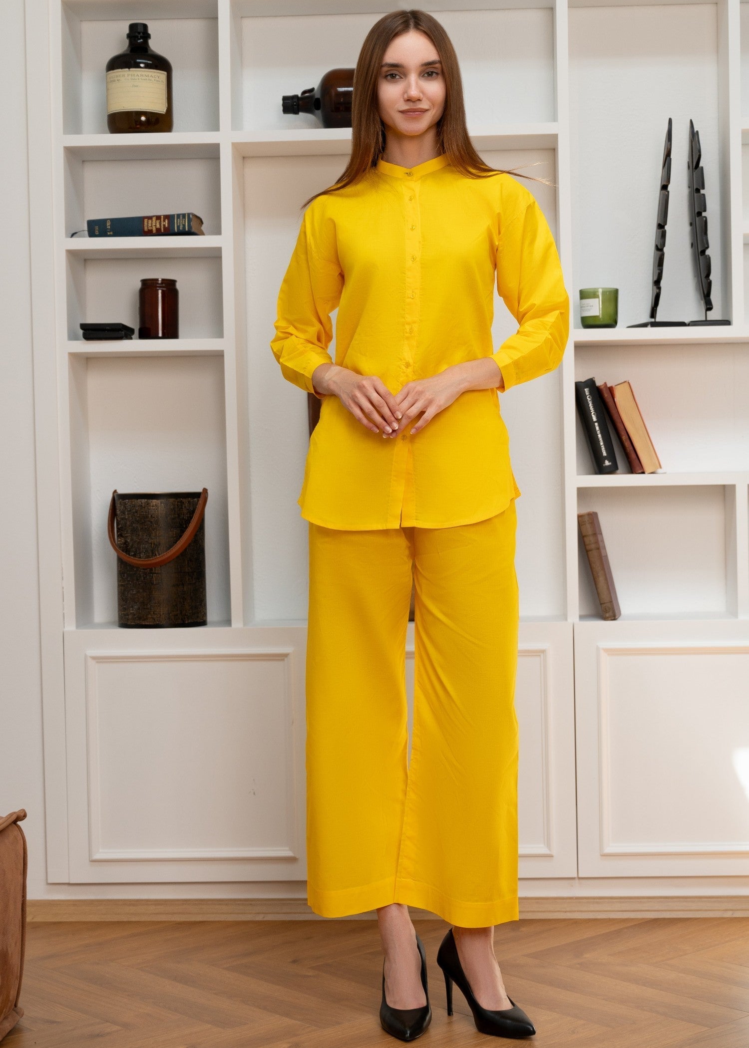 Mardaz Fashion Yellow Cotton Co Ord Set Women 2pcs