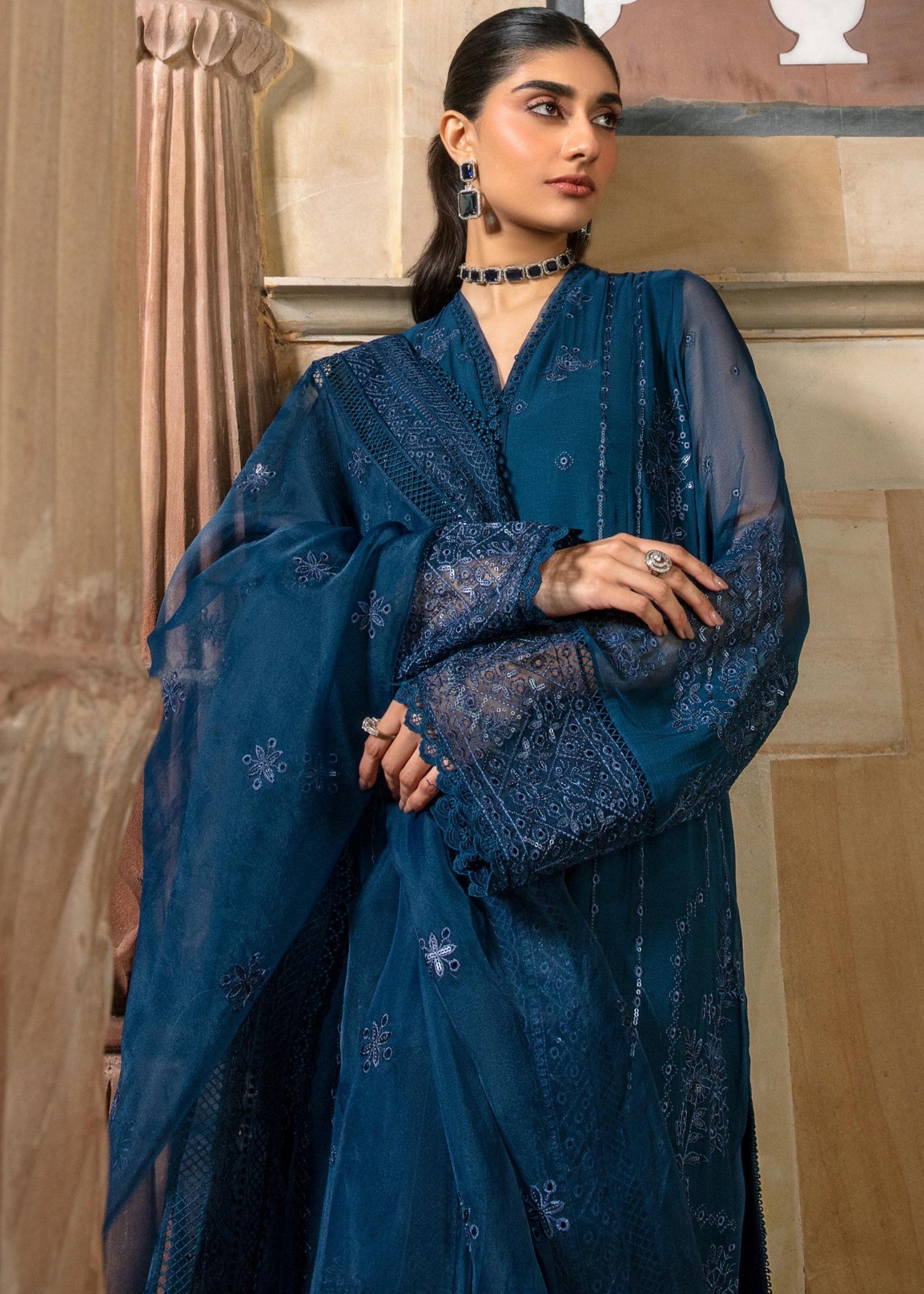 Zeen Stitched Embroidered Chiffon Suit WIM34108 Women 3pcs