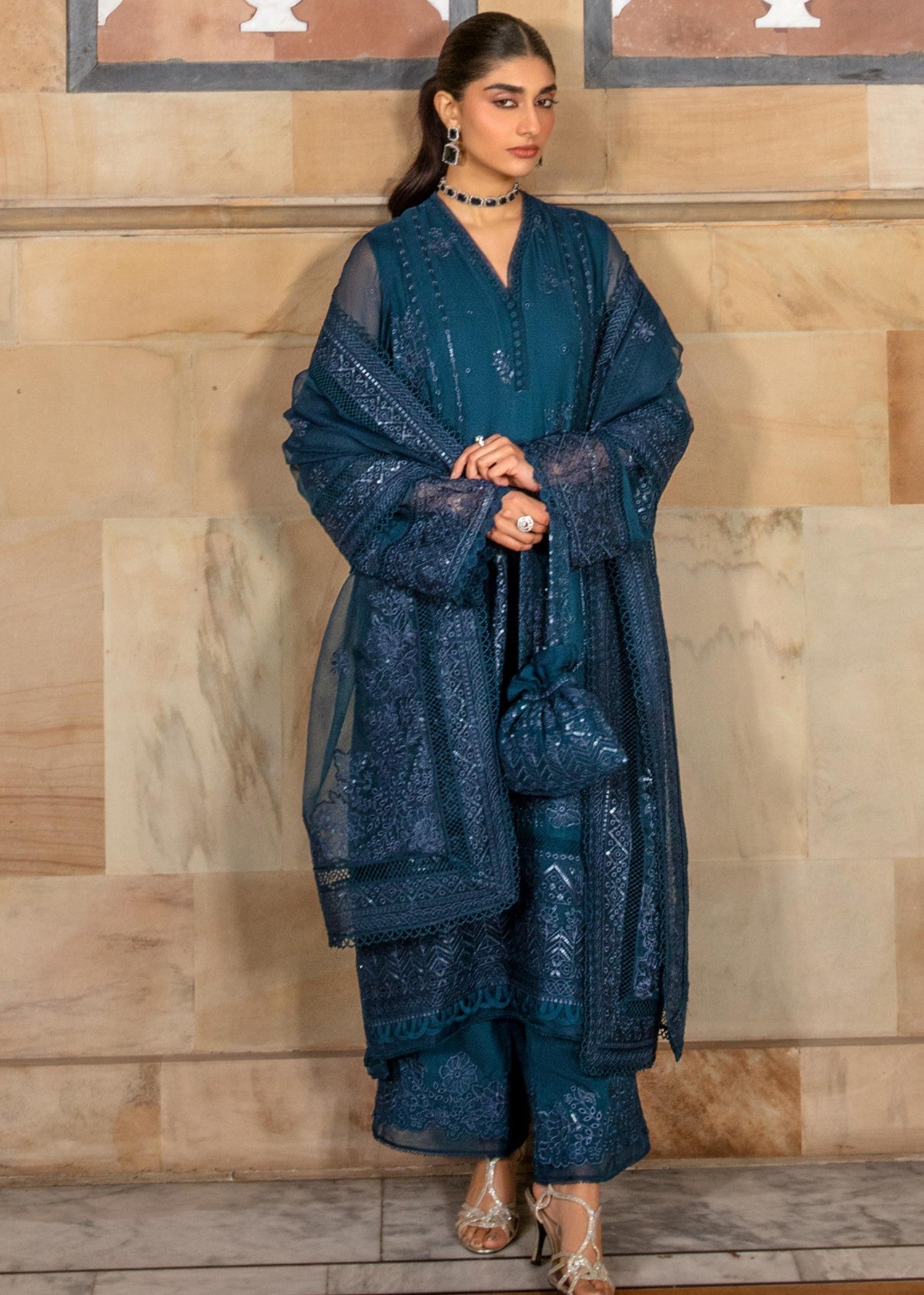 Zeen Stitched Embroidered Chiffon Suit WIM34108 Women 3pcs