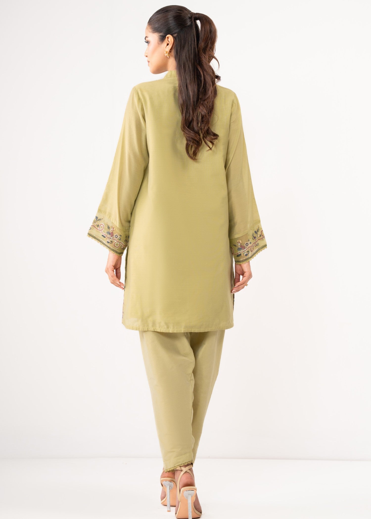 Zeen Stitched Embroidered Cotton Net Suit WZM25170 Women 2pcs