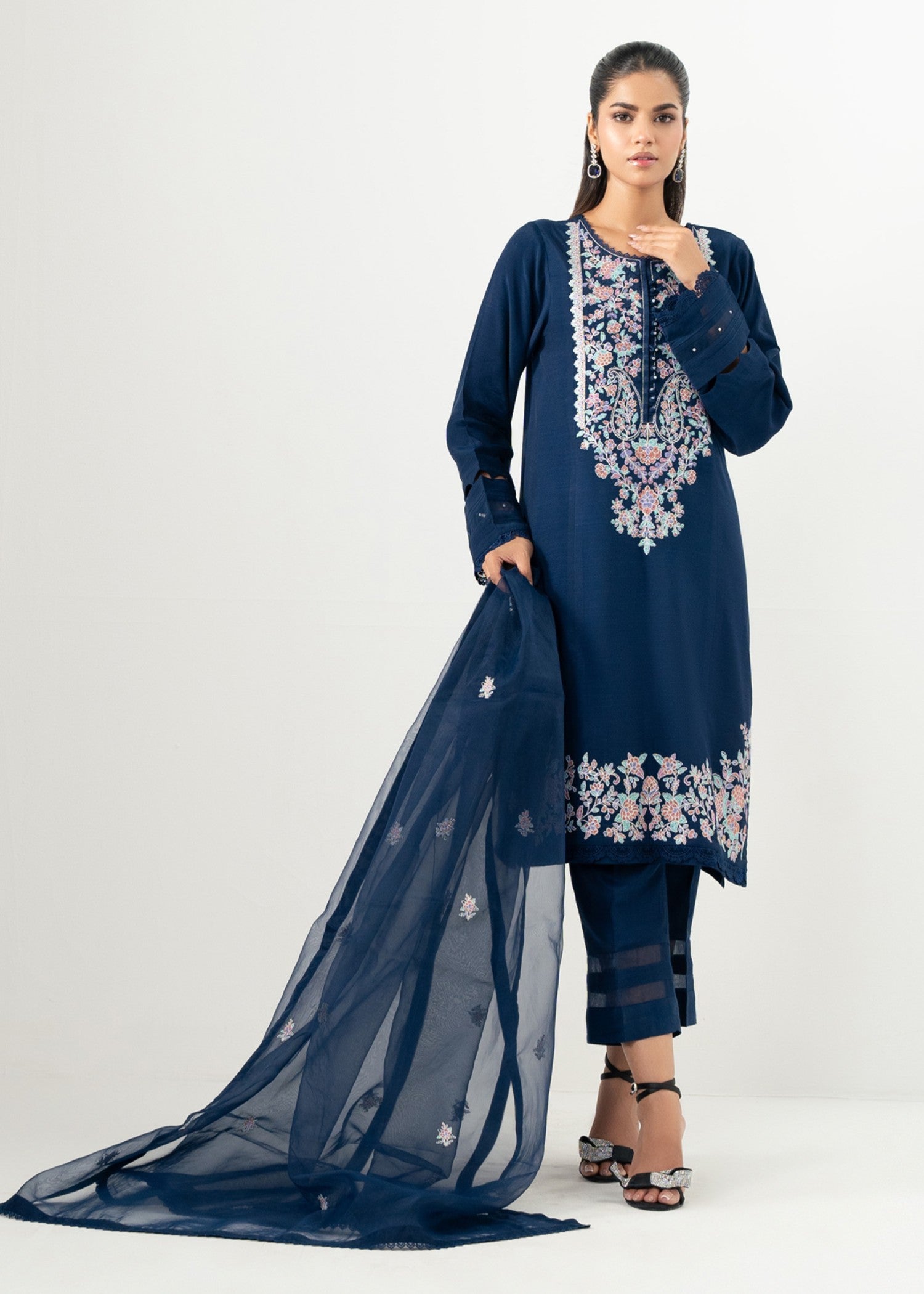 Zeen Stitched Embroidered Dull Raw Silk Suit WZM34533 Women 3pcs
