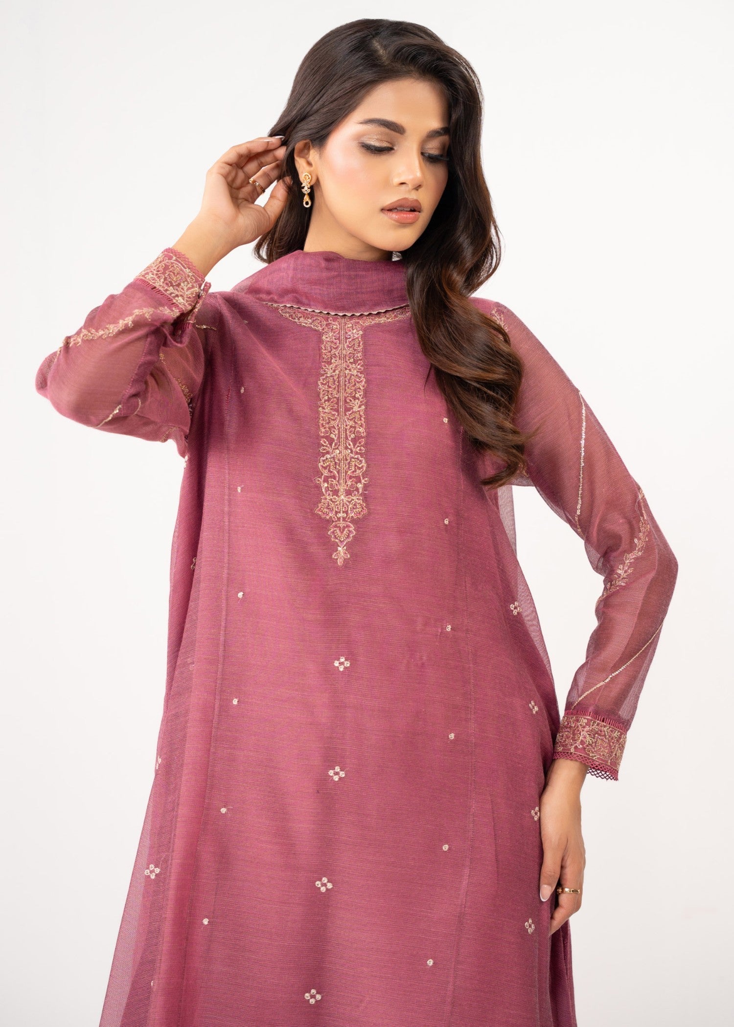 Zeen Stitched Embroidered Khaddi Net Suit WZM35136 Women 3pcs