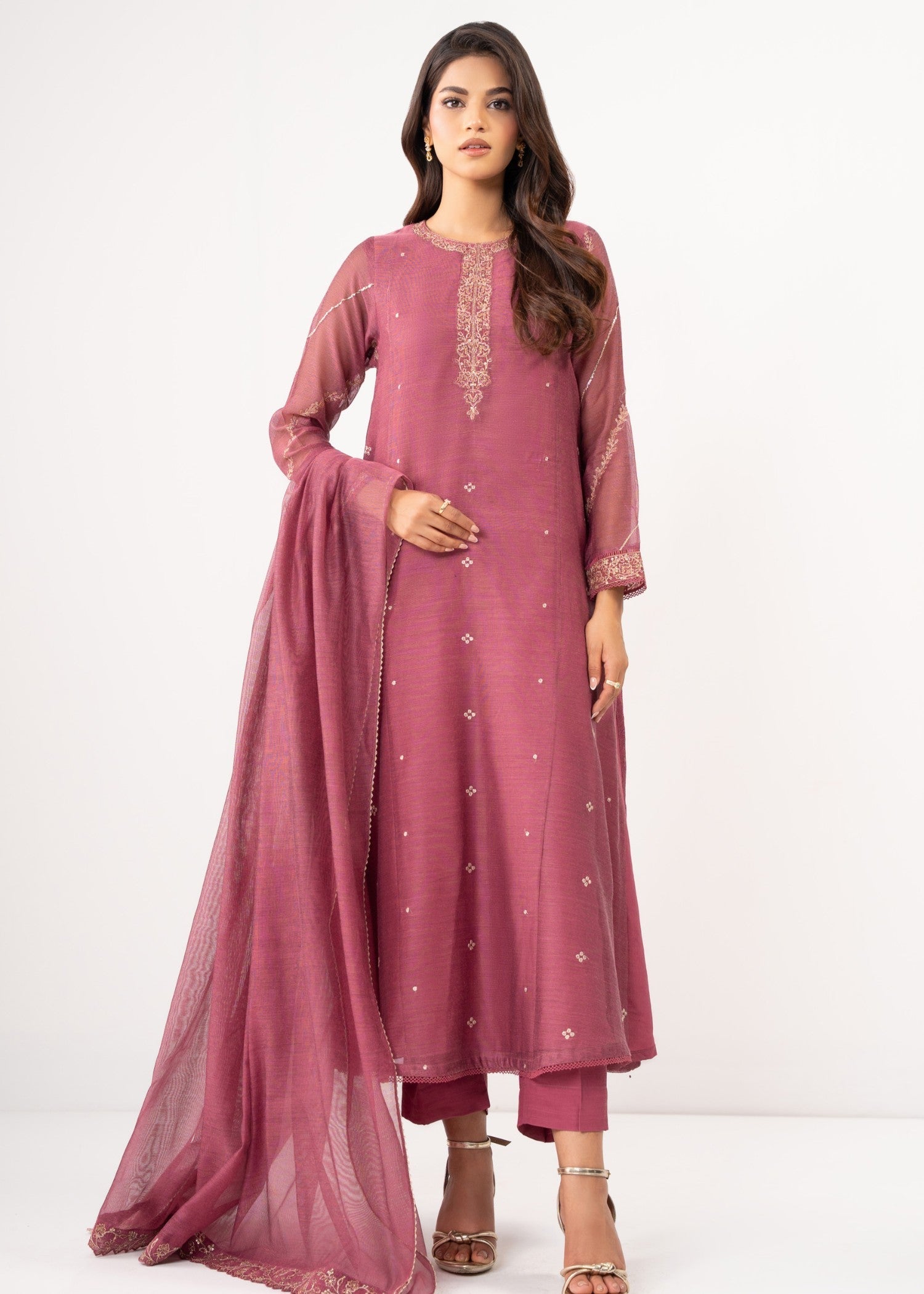 Zeen Stitched Embroidered Khaddi Net Suit WZM35136 Women 3pcs