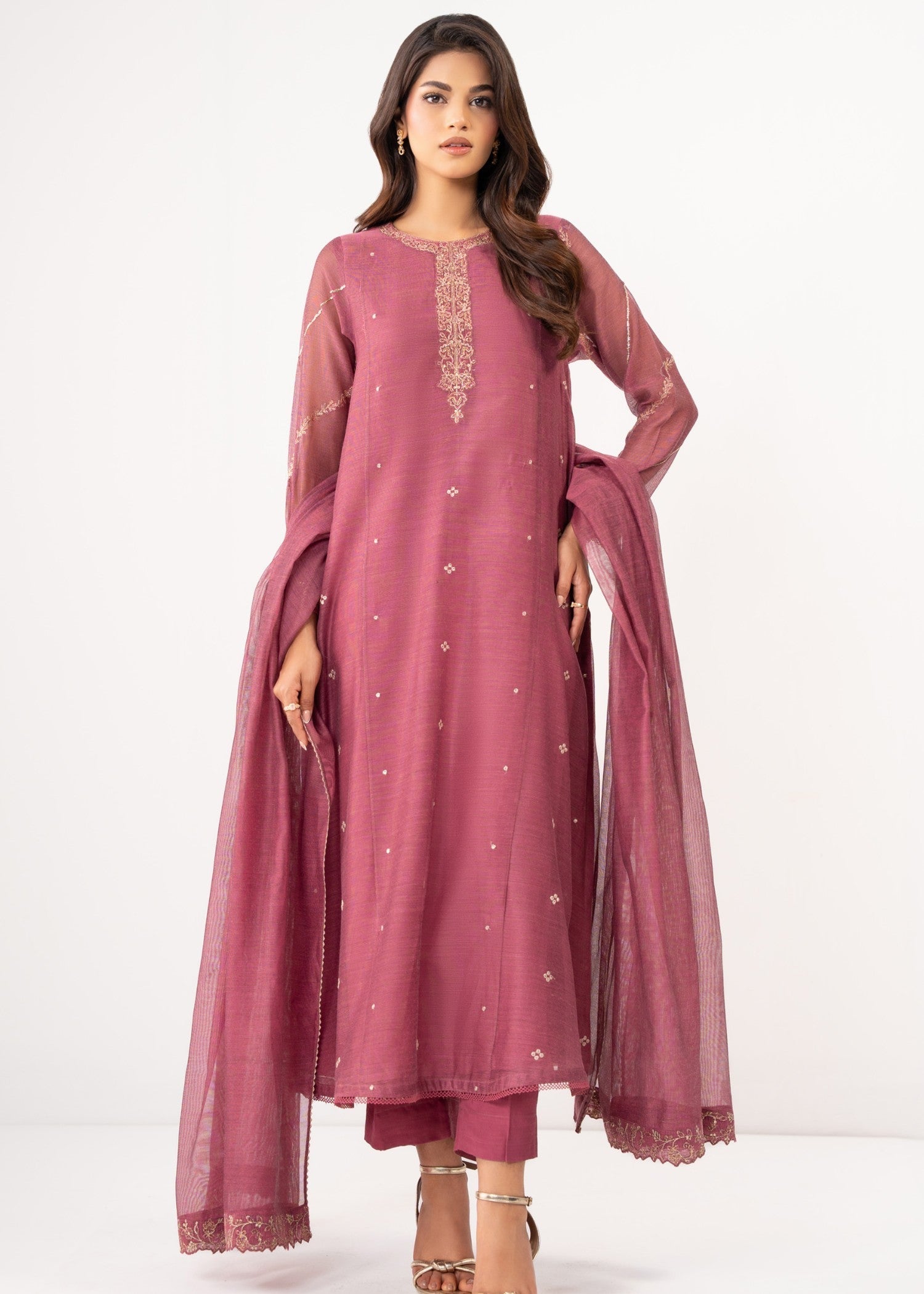 Zeen Stitched Embroidered Khaddi Net Suit WZM35136 Women 3pcs