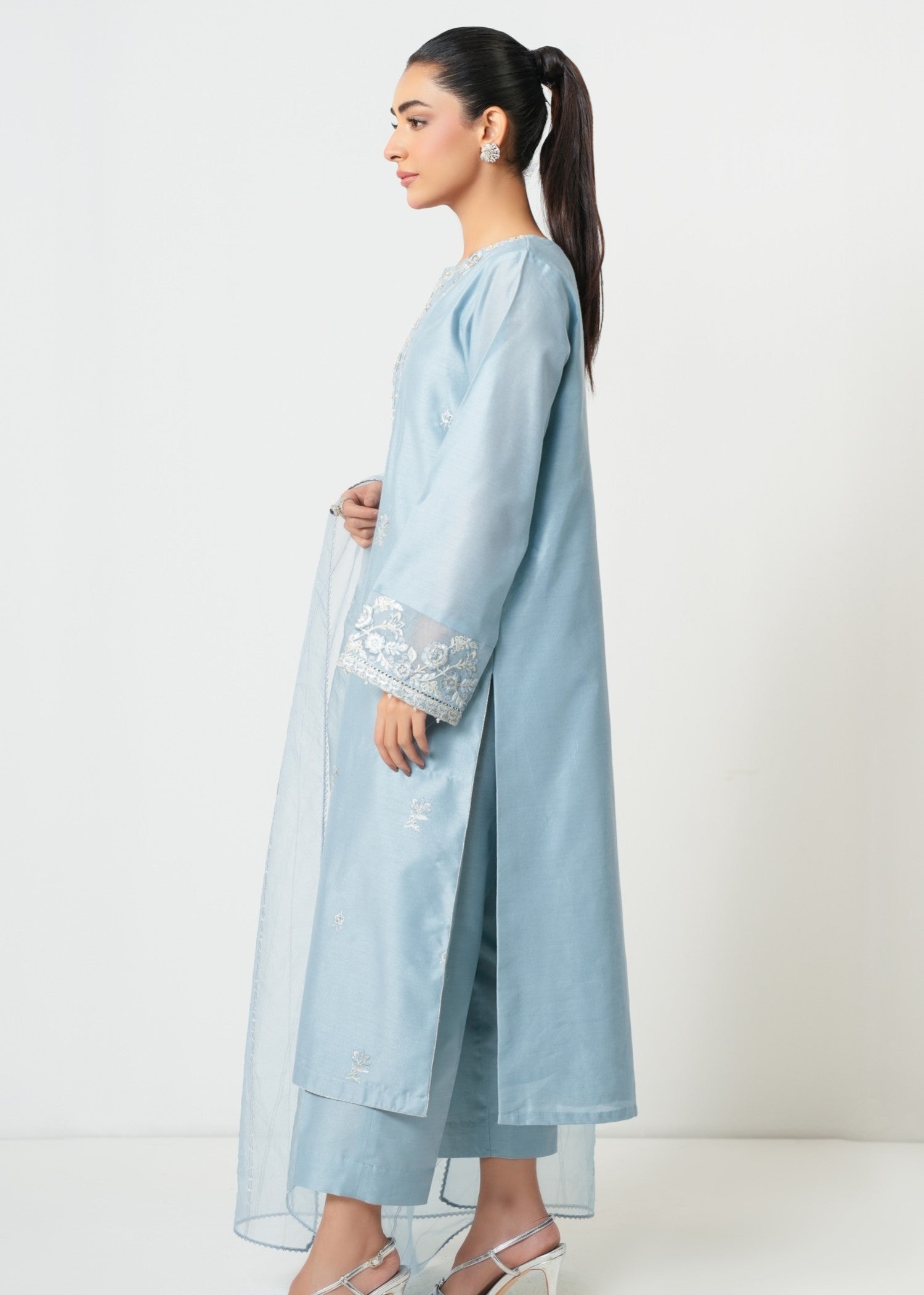 Zeen Stitched Embroidered Cotton Net Suit WZM35145 Women 3pcs