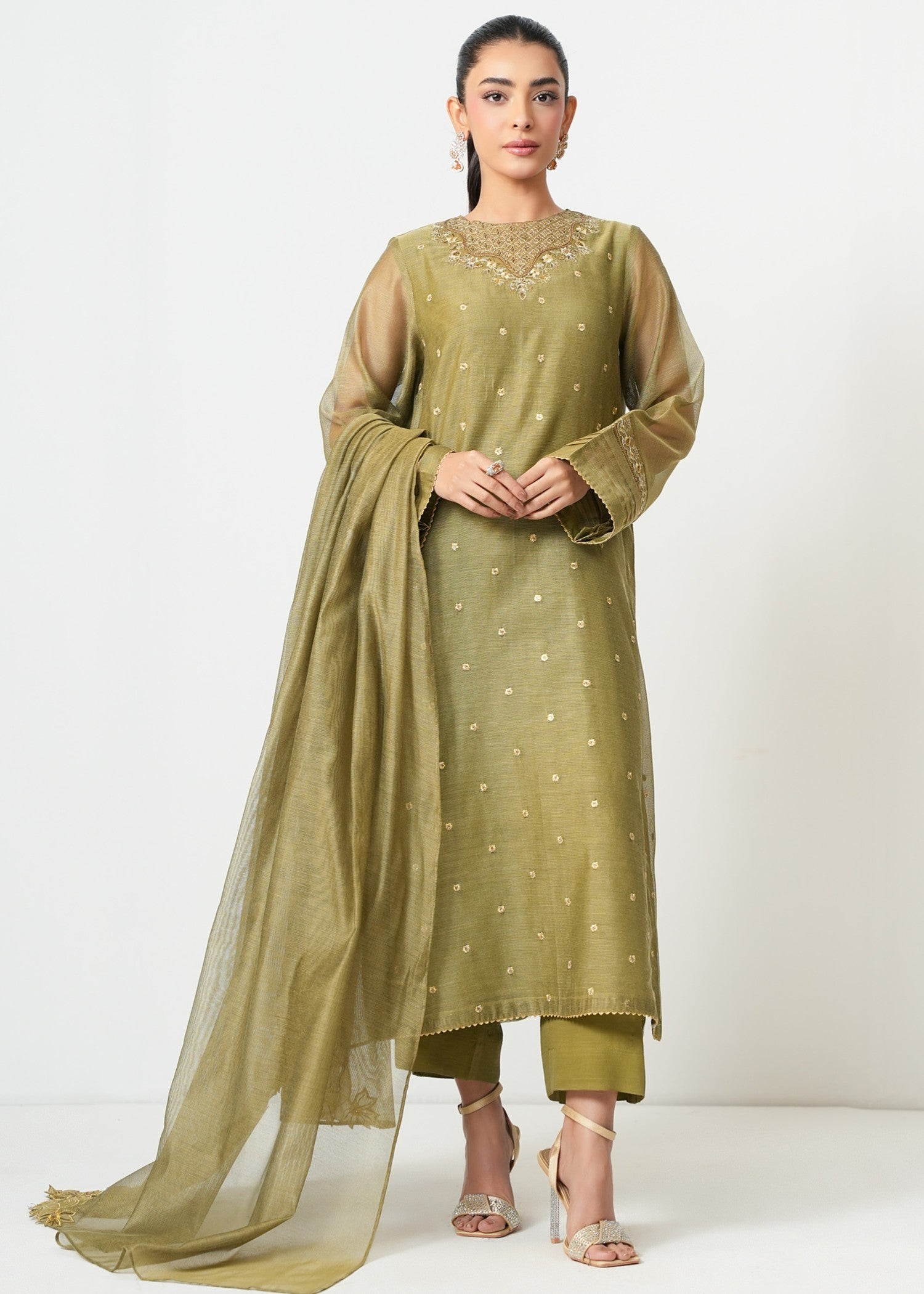 Zeen Stitched Embroidered Khaddi Net Suit WZM35185 Women 3pcs