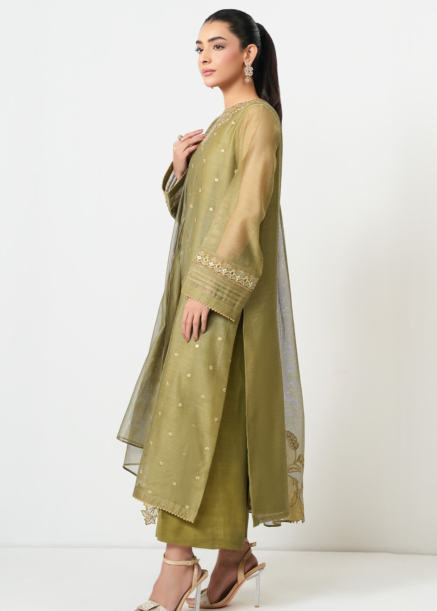 Zeen Stitched Embroidered Khaddi Net Suit WZM35185 Women 3pcs