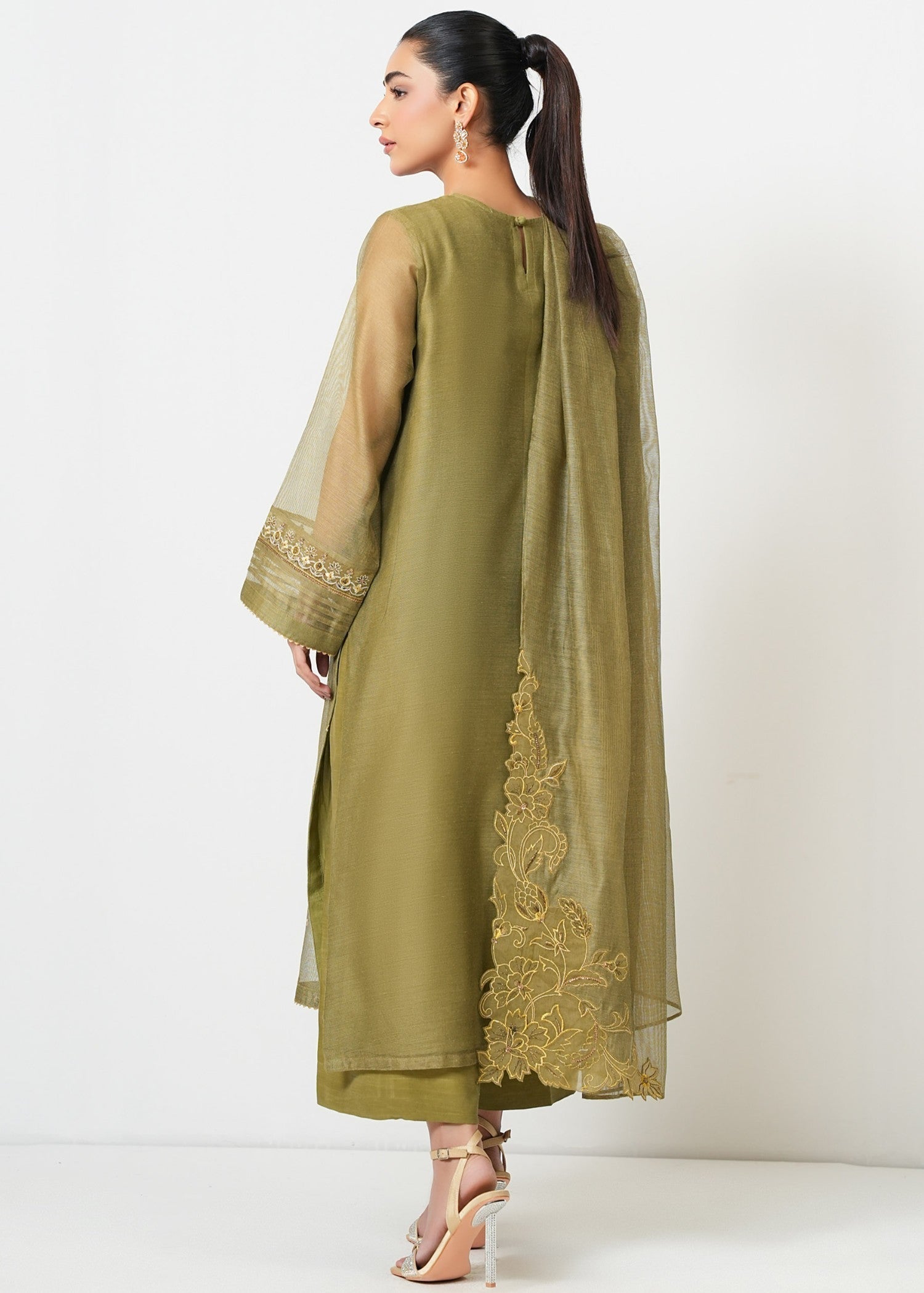 Zeen Stitched Embroidered Khaddi Net Suit WZM35185 Women 3pcs