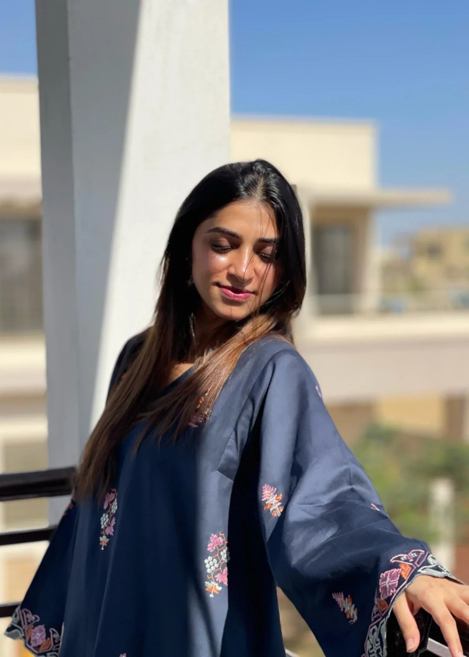 Urban Cut Cotton Satin Embroidered Co Ord Set with Farshi Shalwar Women 2pcs