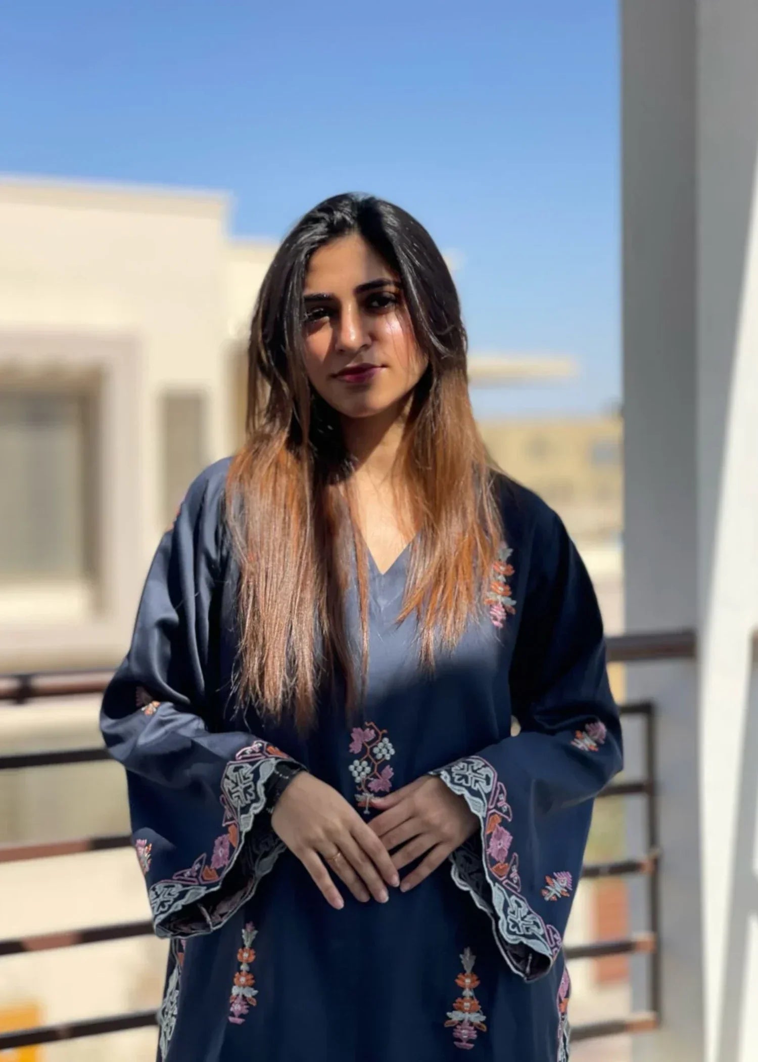 Urban Cut Cotton Satin Embroidered Co Ord Set with Farshi Shalwar Women 2pcs