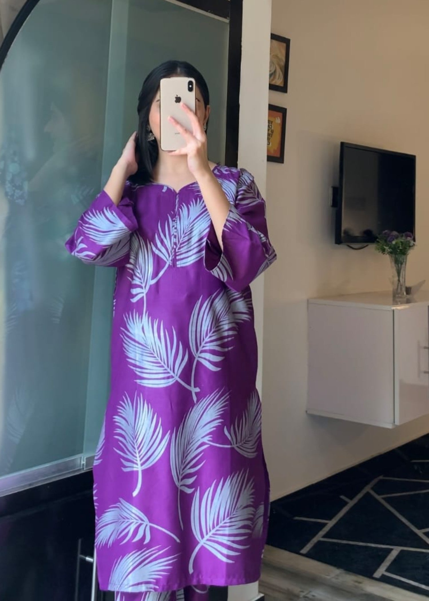 Anabya Garments Purple Leaf Women 2pcs