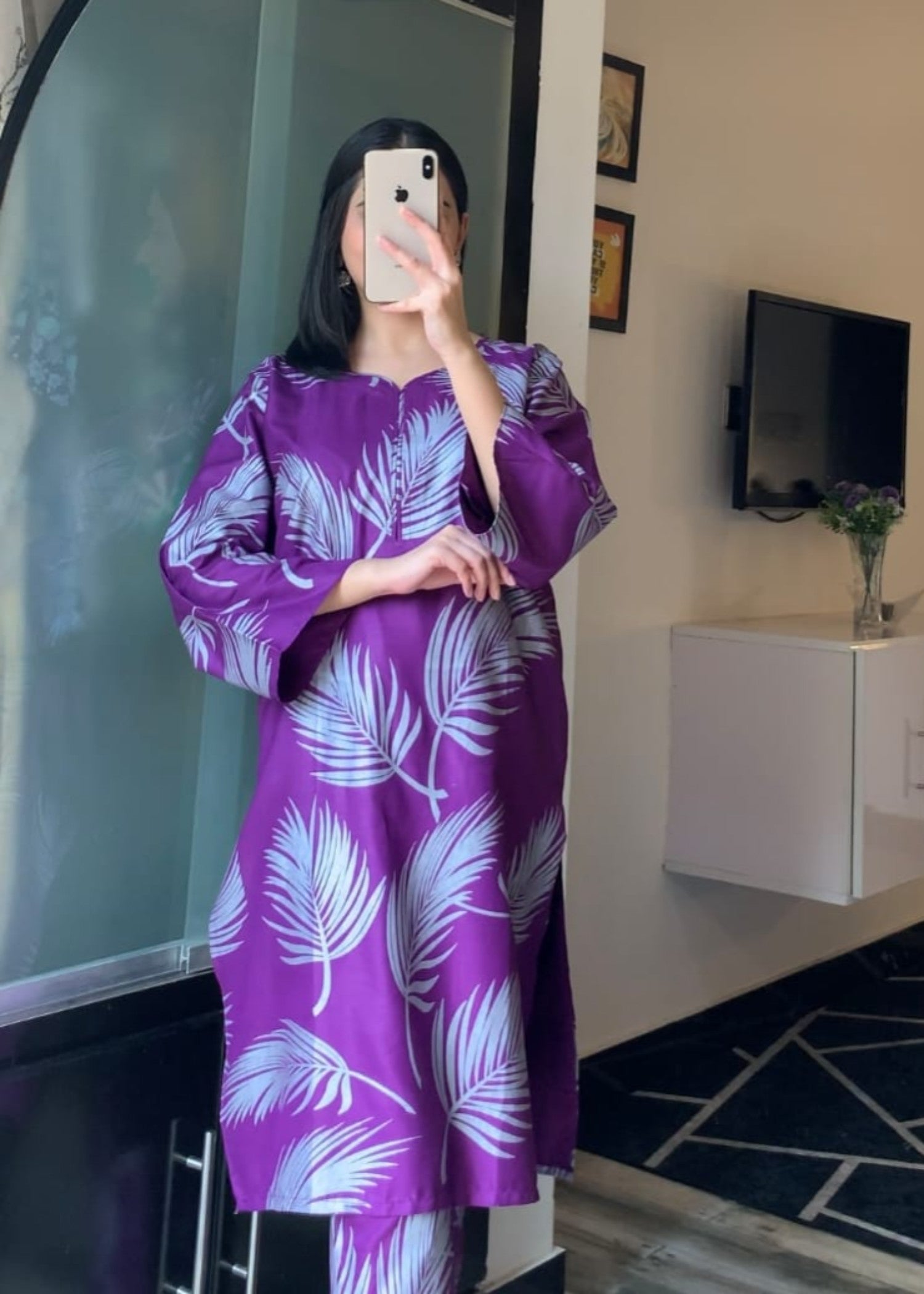 Anabya Garments Purple Leaf Women 2pcs