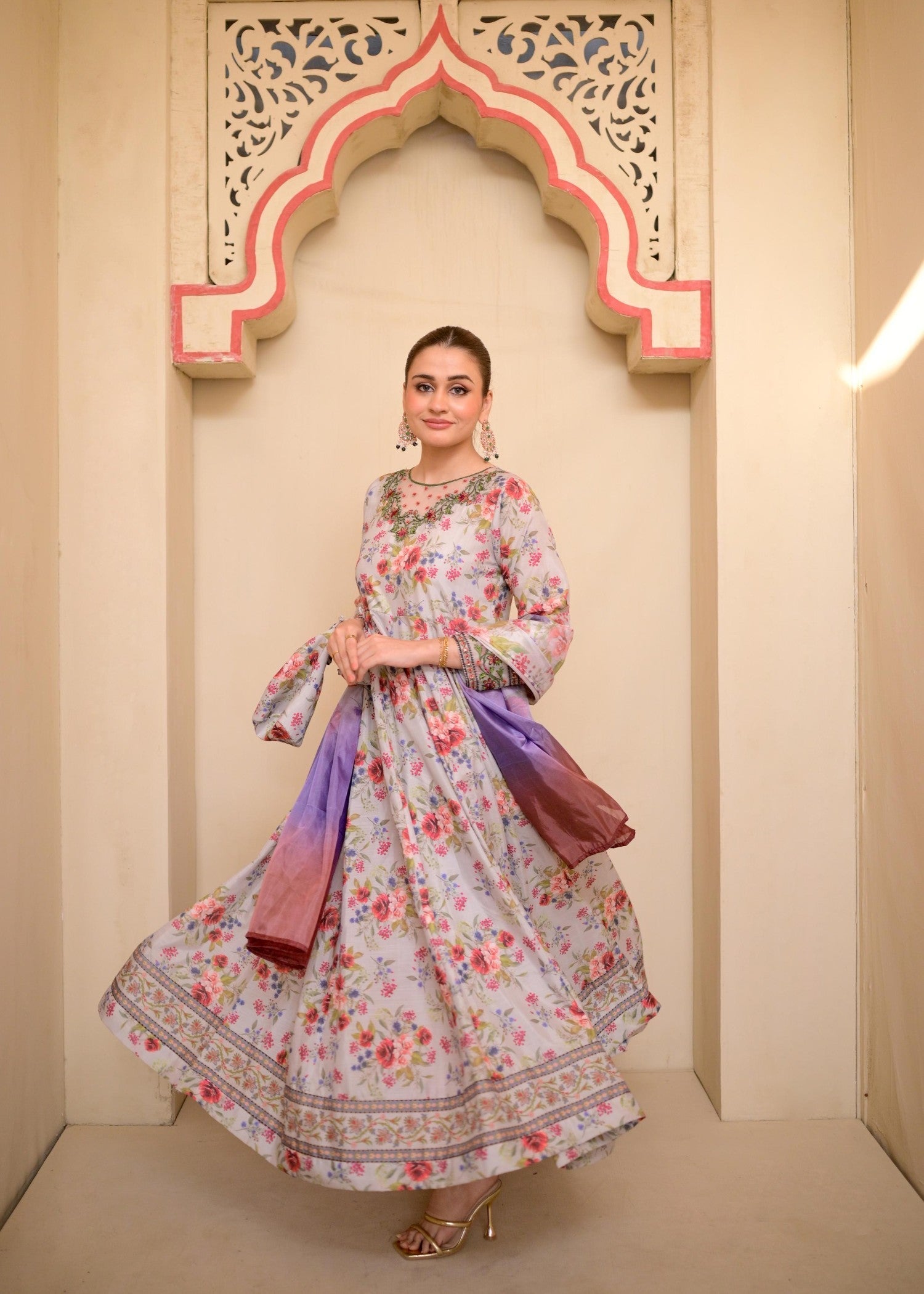 The Affordable Designer GREY FLORAL FROCK Women 2pcs