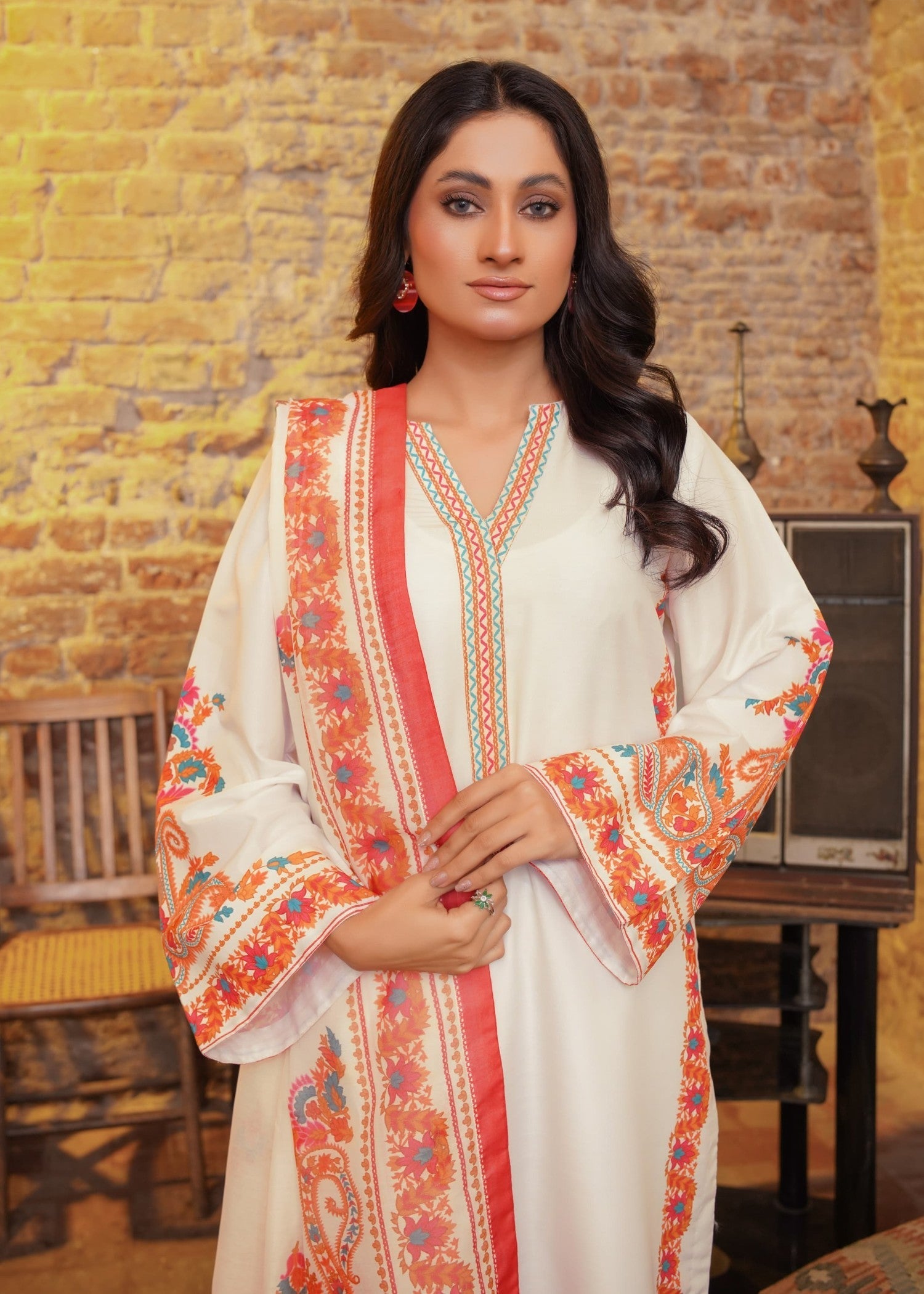 Bin Fatteh Fashion LONG WHITE Women 3pcs