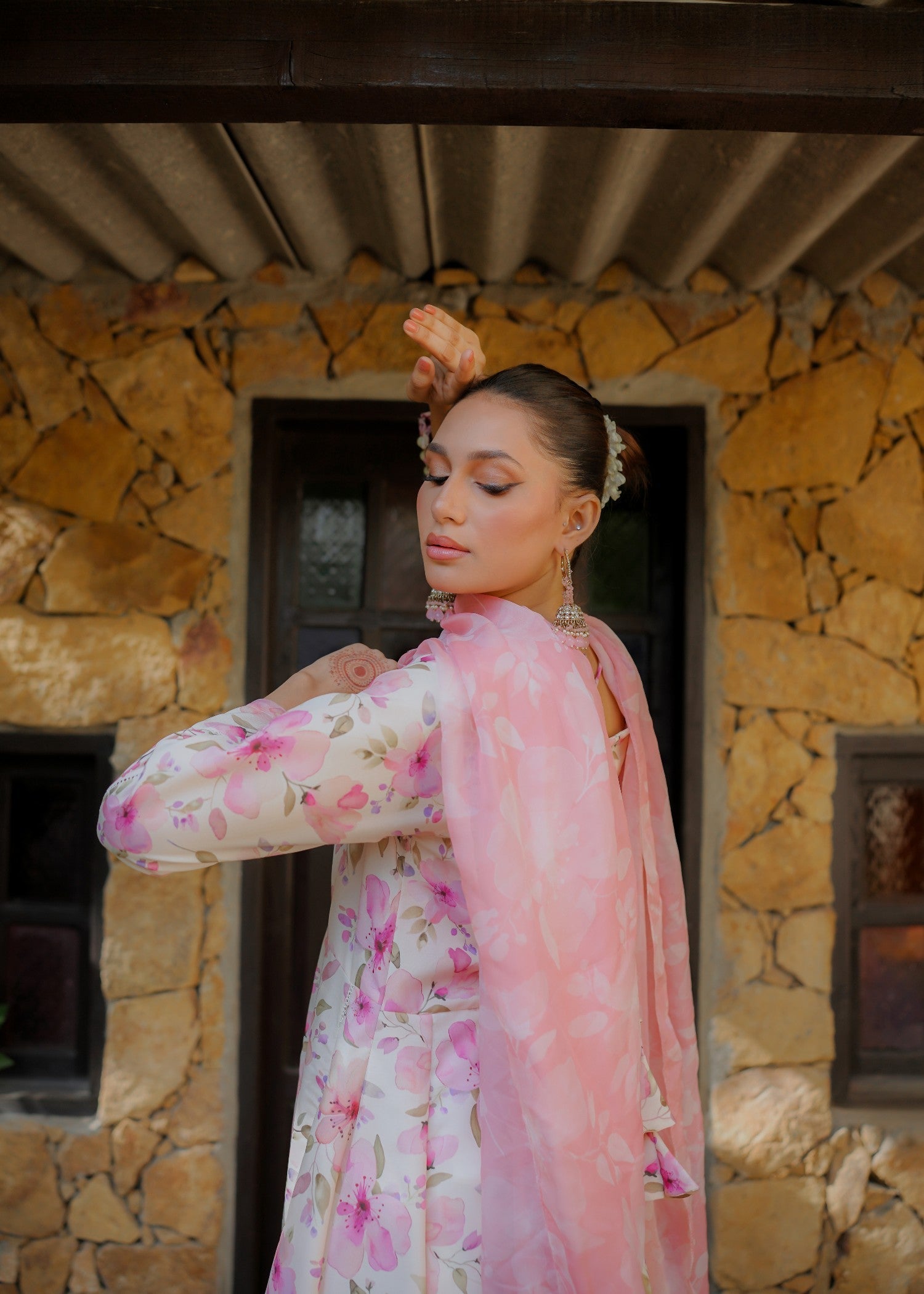 The Affordable Designer Cream blush frock Women 2pcs