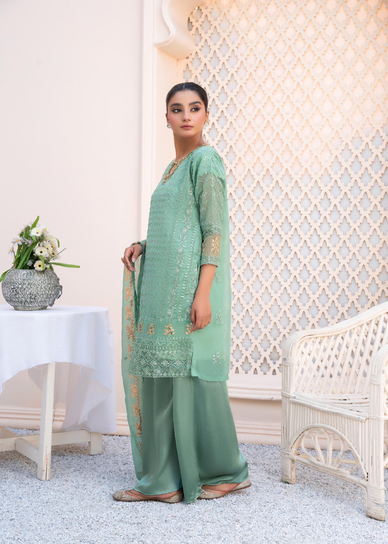 Mishkaat Clothing Ayezel Pistachio Women 3pcs