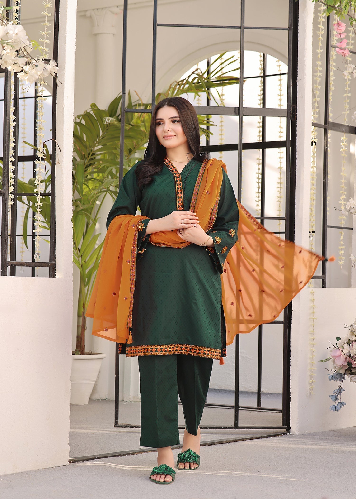 Kumash Textiles Dark Green Emb Womens Women 3pcs