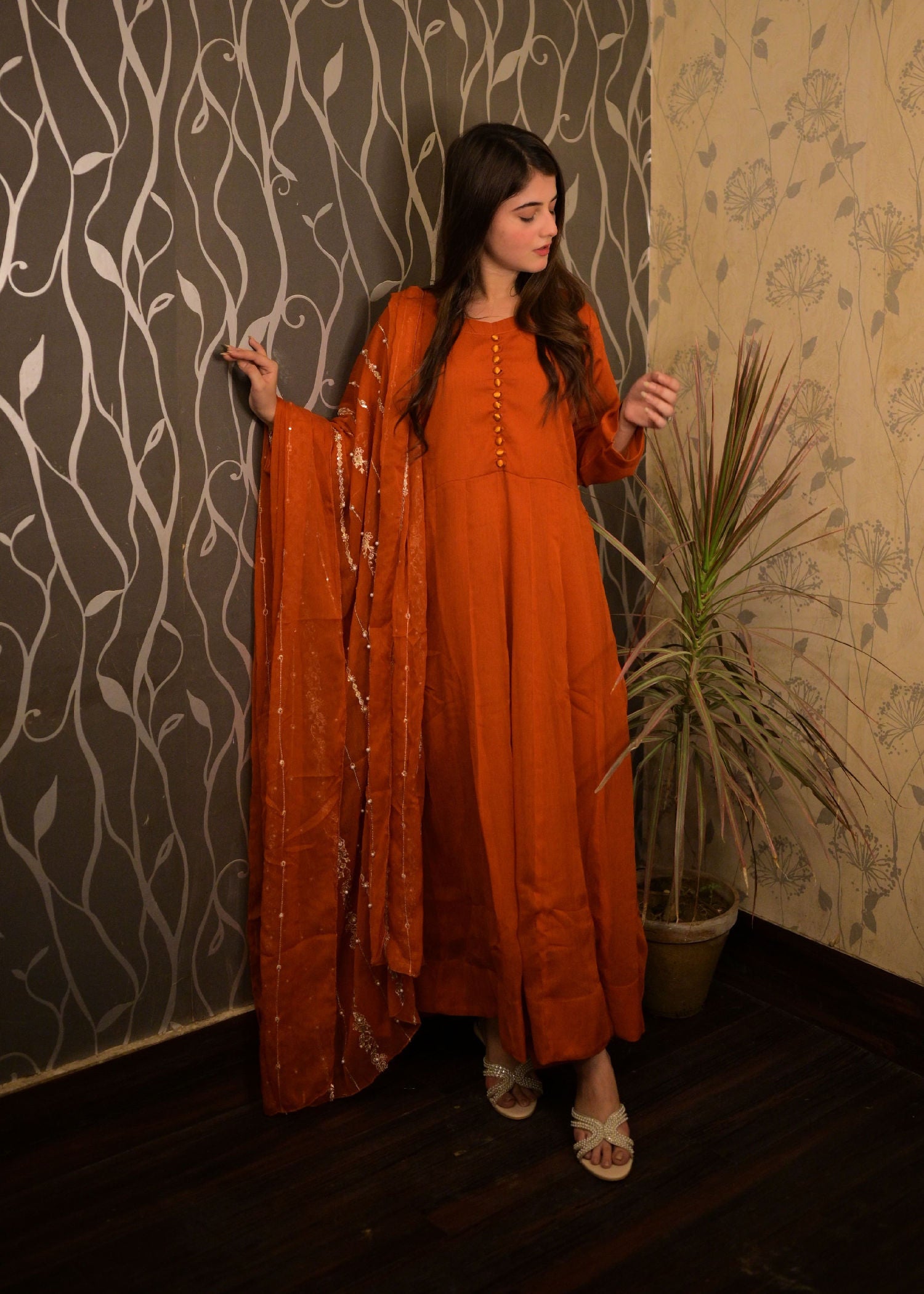 Four Season Boutique MUNAZZA FROK ORANGE Women 3pcs