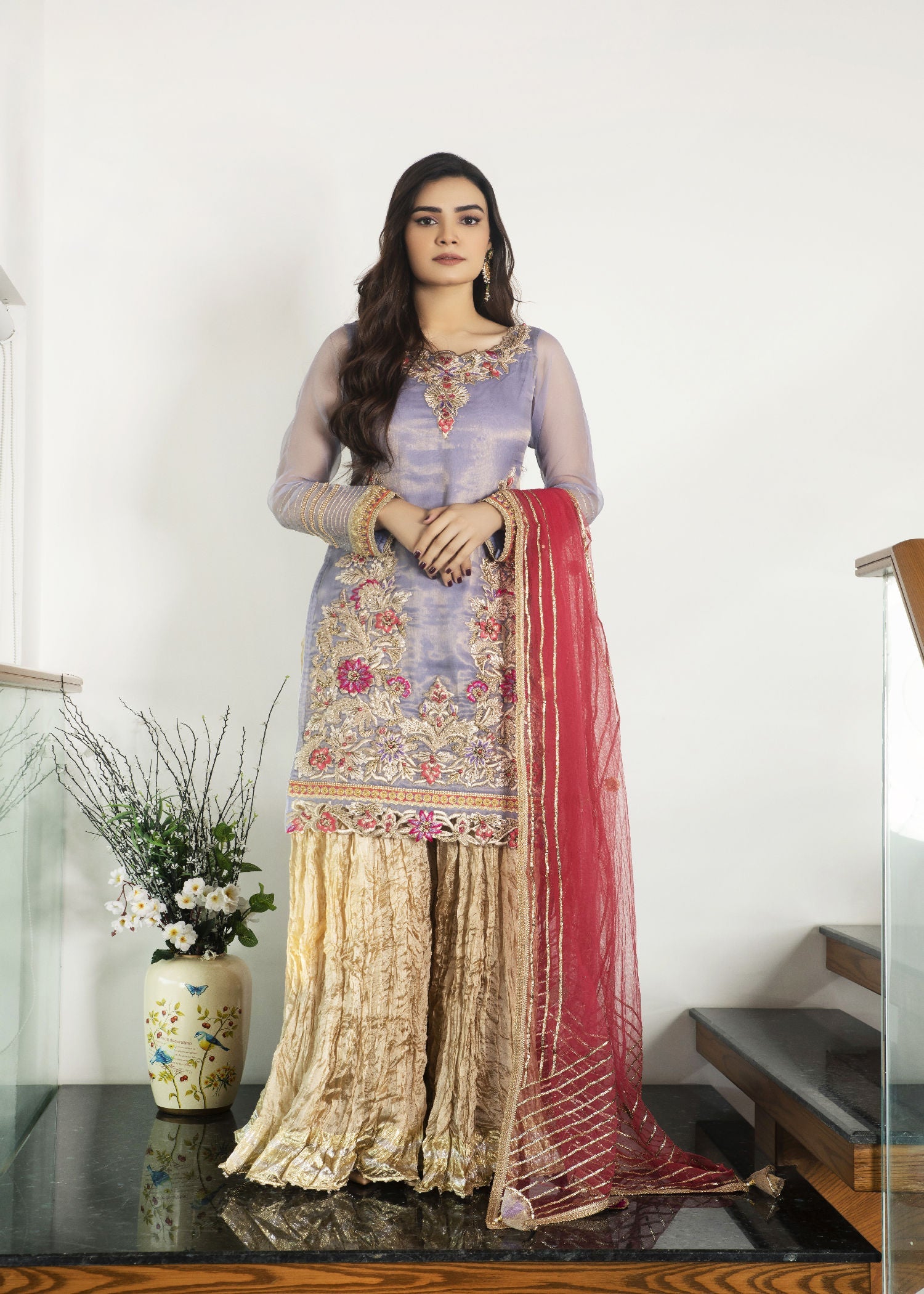 Khuda Baksh Creations M 104 Lavendar Women 4pcs