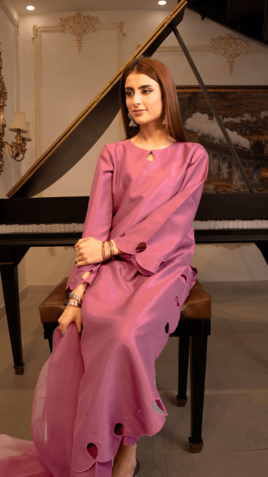 Naaz Couture Hot Pink Raw Silk Suit Women 3pcs