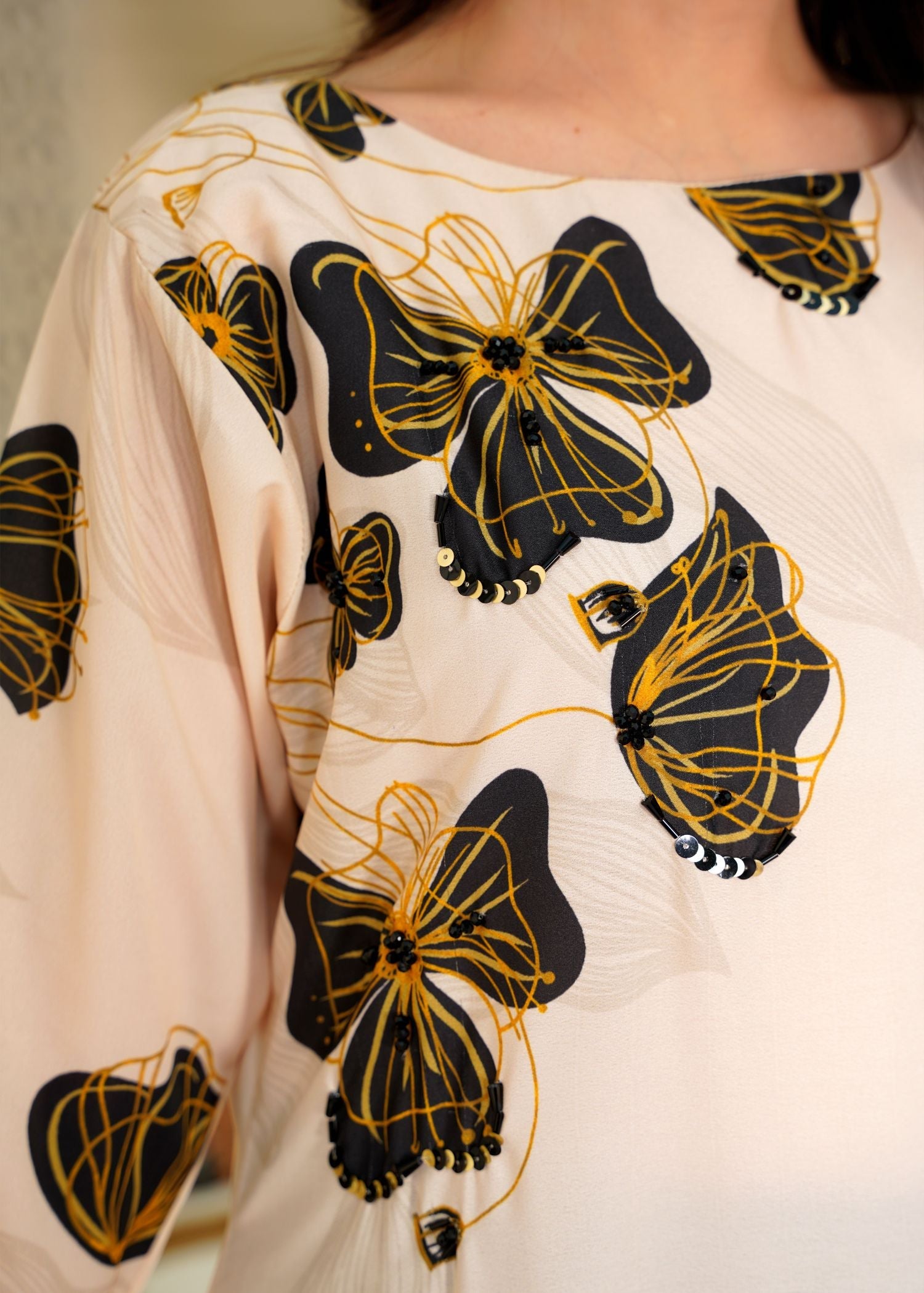 Athena Apparels Lavinia Creamy Hand Worked Long Shirt 357 Women 1pcs