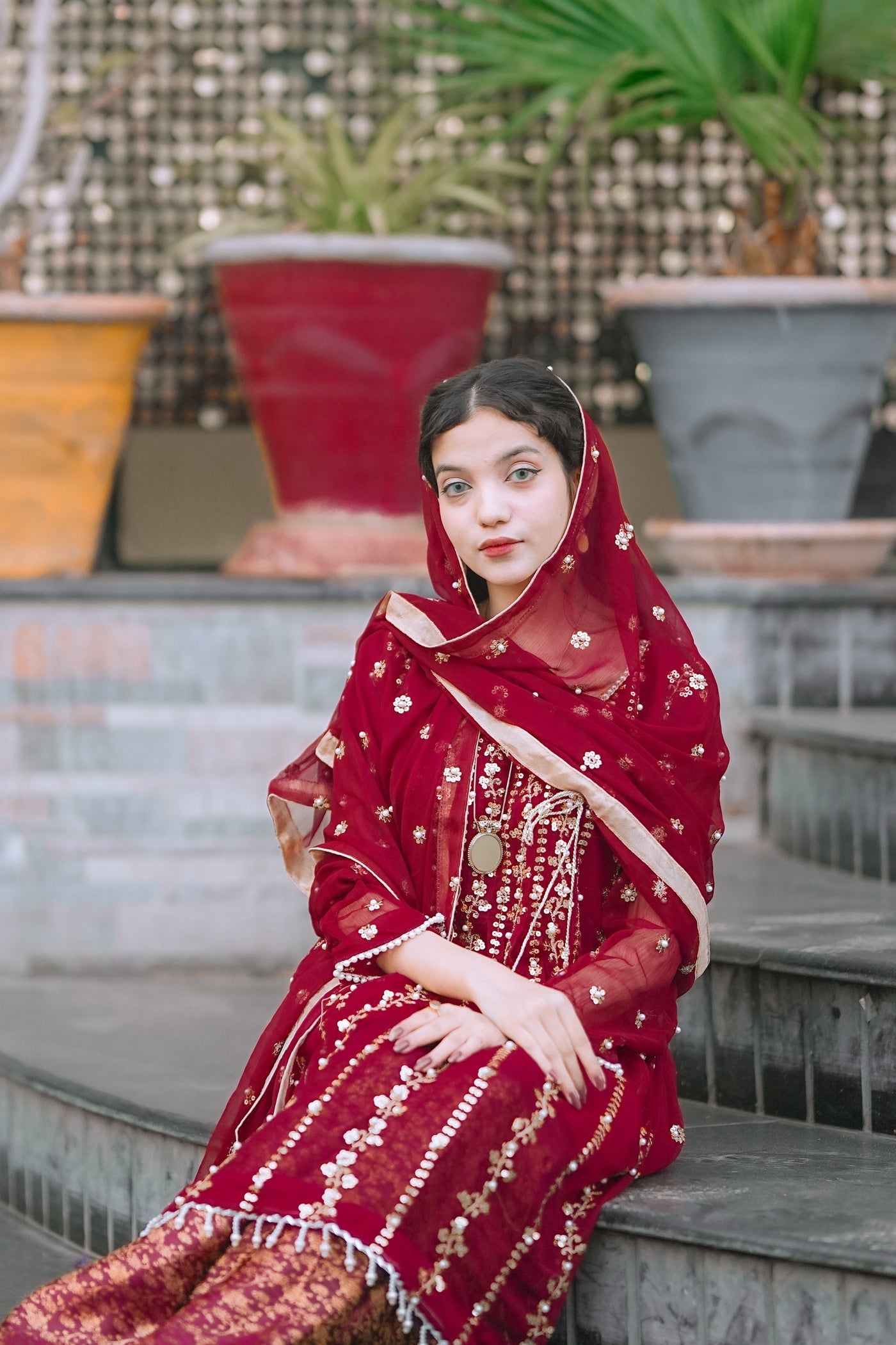 Four Season Boutique NOOR E HANIA ANGRAKHA MAROON Women 3pcs