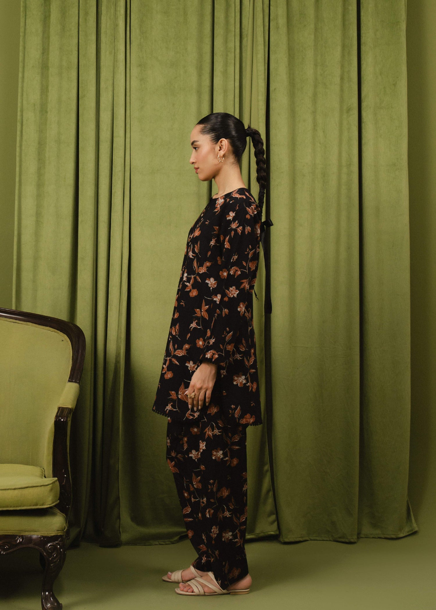 Buzzazi Black Printed Suit Women 2pcs