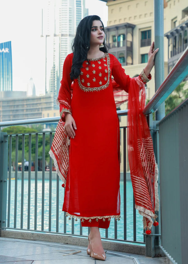 Khuda Baksh Creations Z 278 Red Women 4pcs