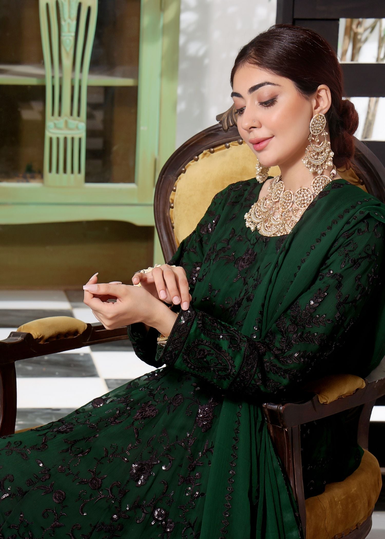 Abaan Zohan Siyaah Kaai Green Women 4pcs